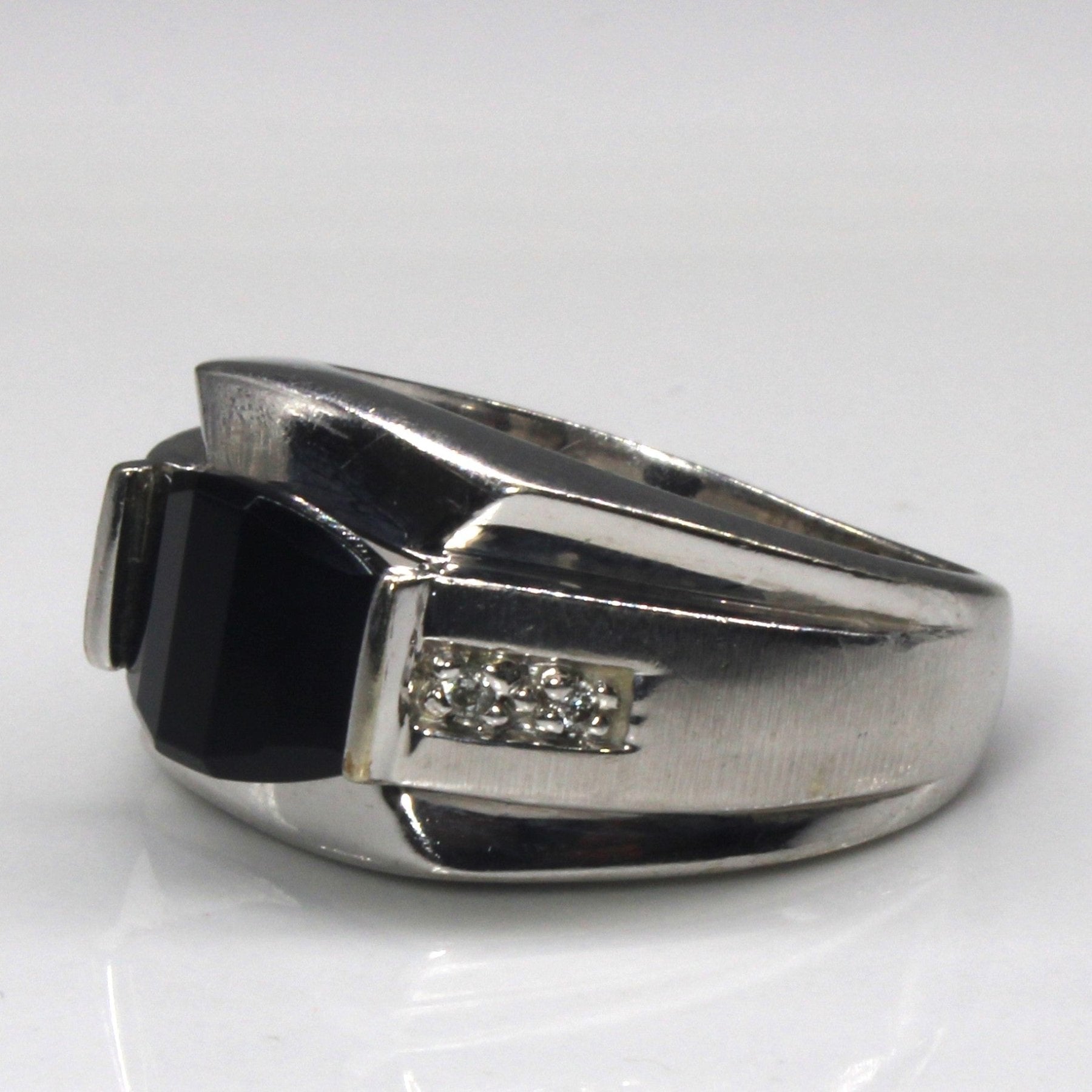 Tension Set Onyx and Diamond Ring | 2.00ct | 0.04ctw | SZ 8.75 | - 100 Ways