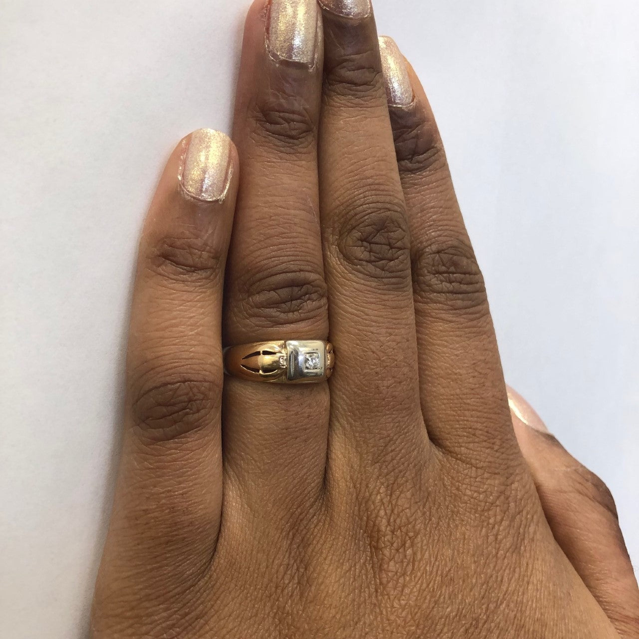 Two Tone Gold Solitaire Diamond Ring | 0.06ct | SZ 8 |