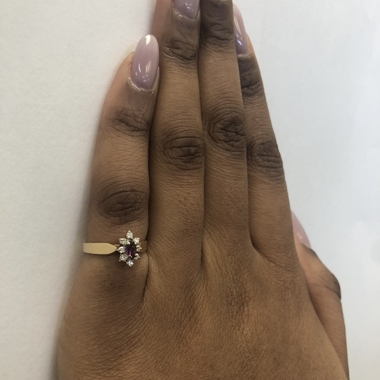Purple Sapphire & Diamond Halo Ring | 0.16ctw, 0.12ctw | SZ 6.25 |