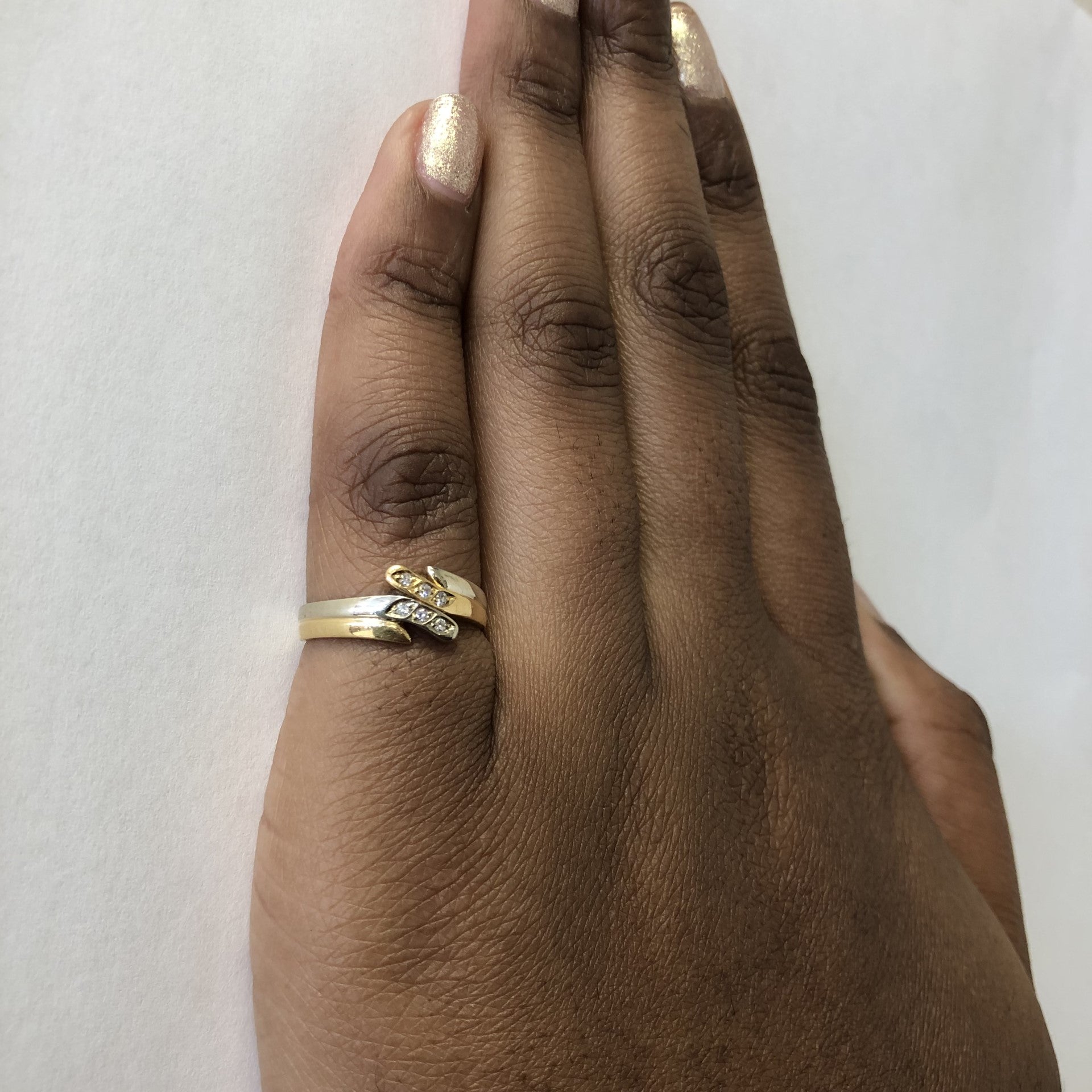 Two Tone Bypass Diamond Ring | 0.06ctw | SZ 6.5 |