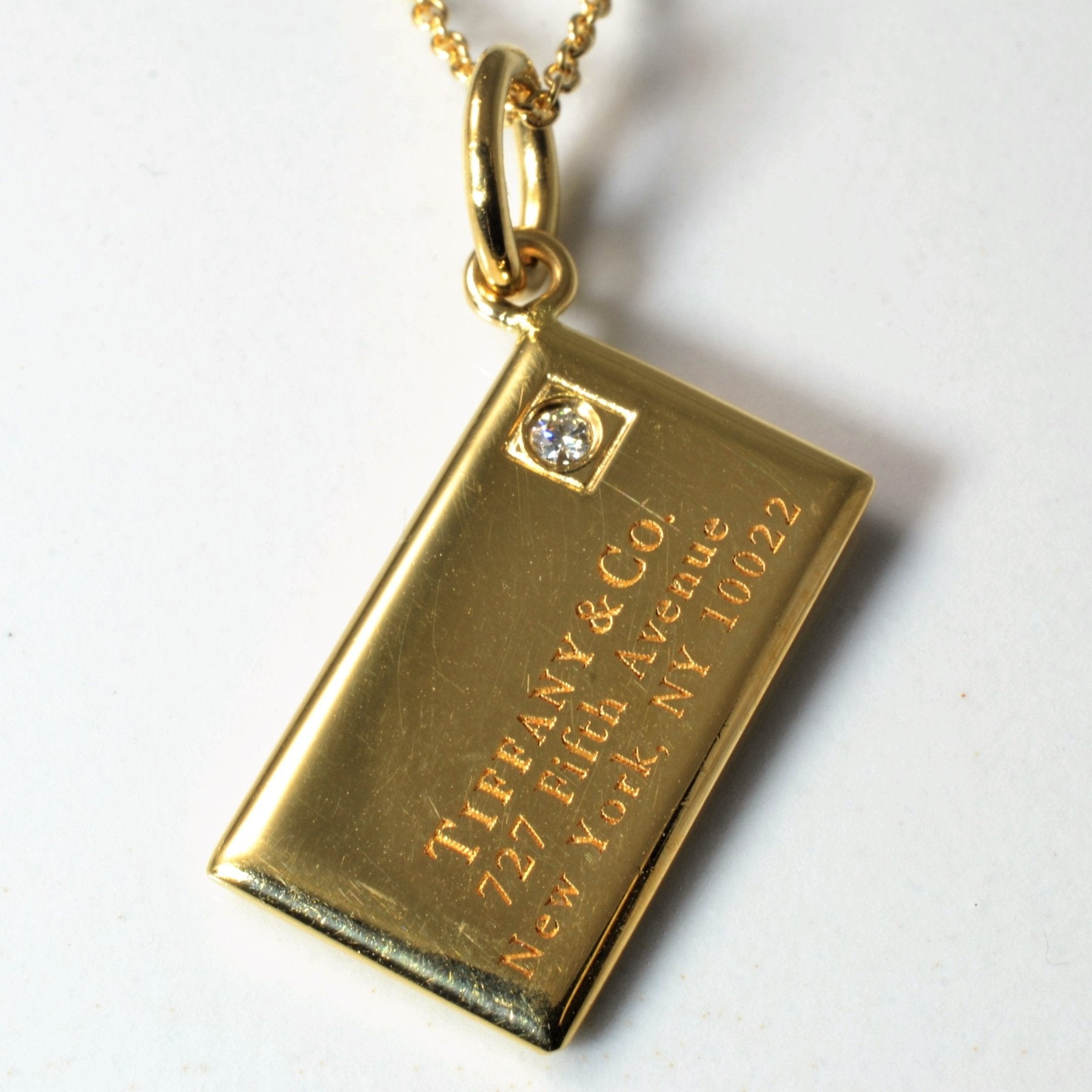 'Tiffany & Co.' Diamond Envelope Charm Pendant Necklace | 0.20ct | 16" | - 100 Ways
