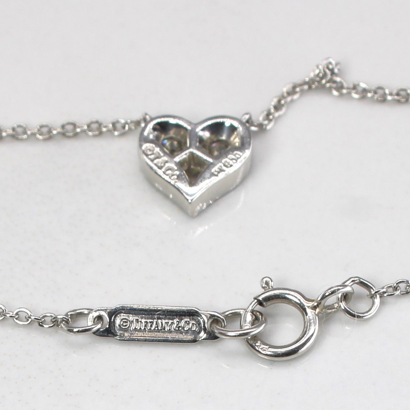'Tiffany & Co' Diamond Heart Platinum Necklace | 0.14ct | 16" | - 100 Ways