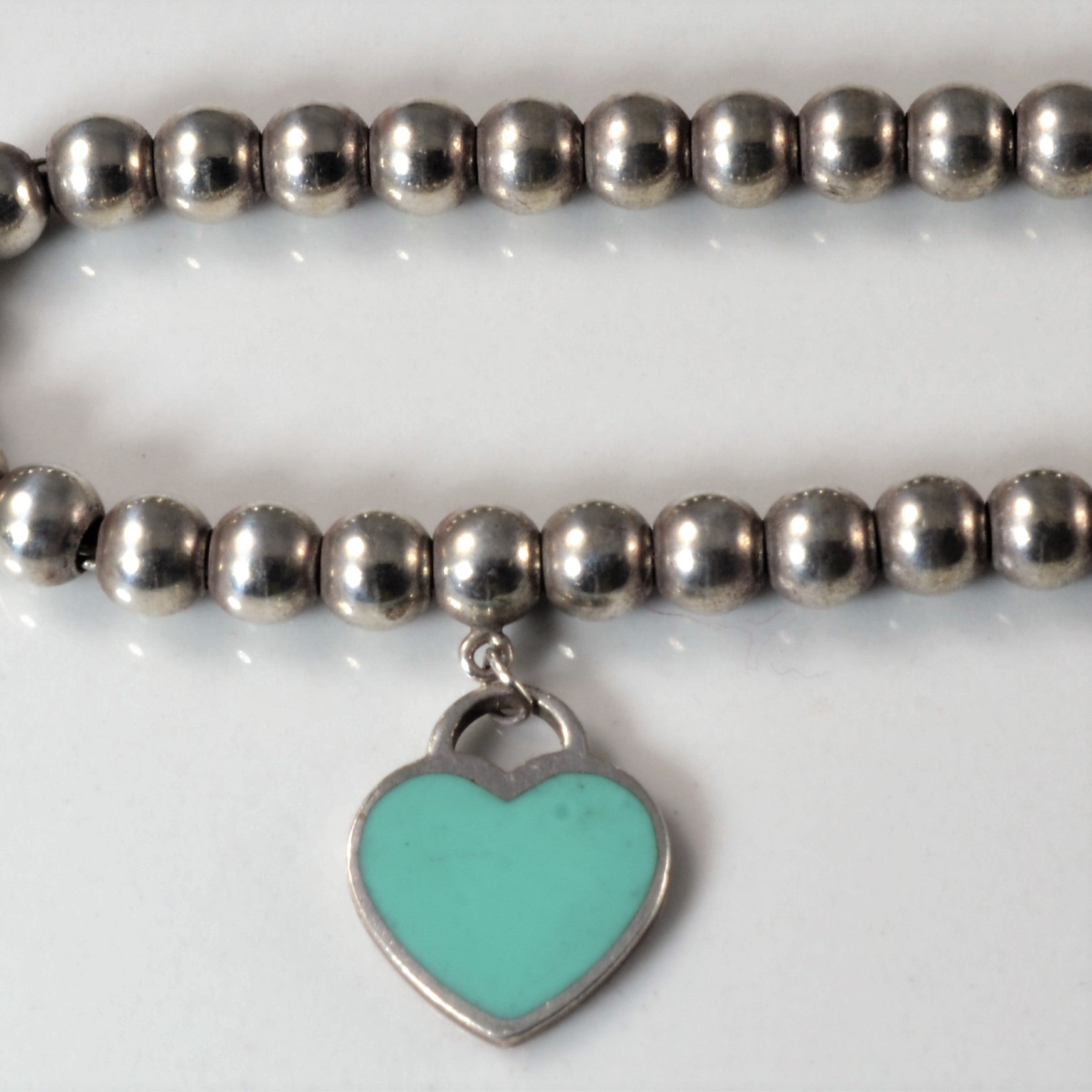 'Tiffany & Co.' Mini Heart Tag Bead Bracelet | 6.25" | - 100 Ways