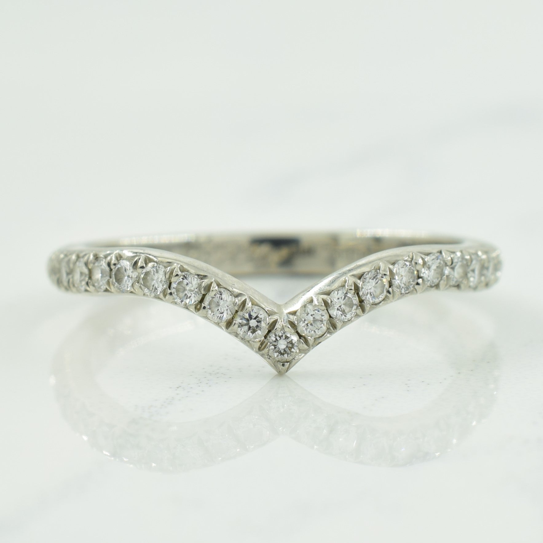 'Tiffany & Co' Platinum Diamond Chevron Ring | 0.21ctw | SZ 5.5 | - 100 Ways