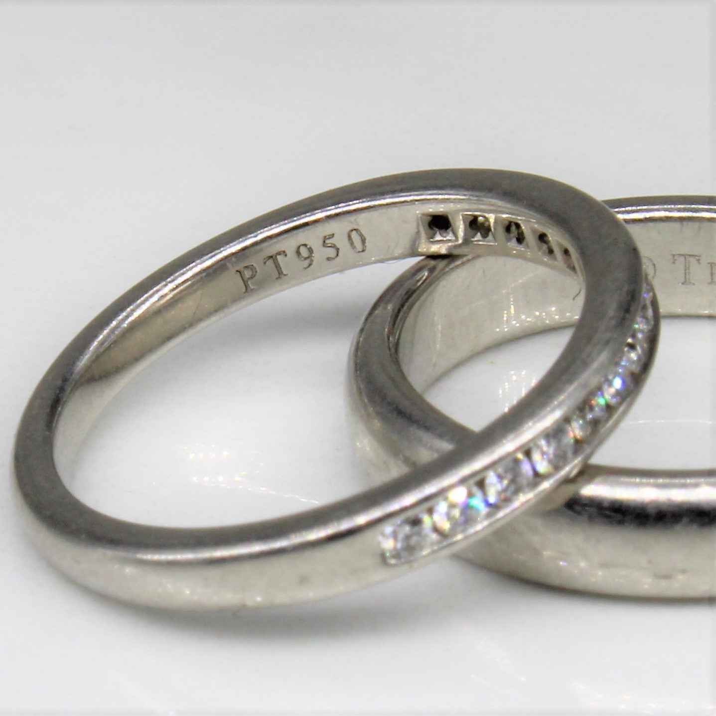 'Tiffany & Co.' Semi Bezel Diamond Wedding Set | 0.38ctw | SZ 4 | - 100 Ways