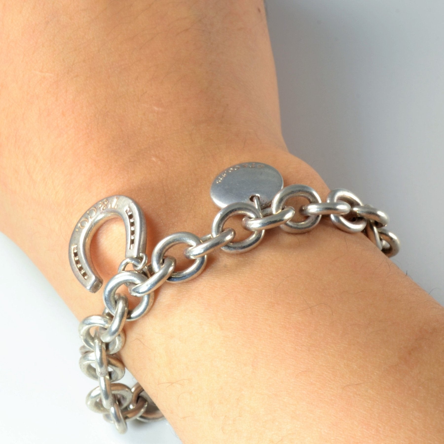 'Tiffany & Co.' Sterling Silver Charm Bracelet With Charms | 7.5" | - 100 Ways