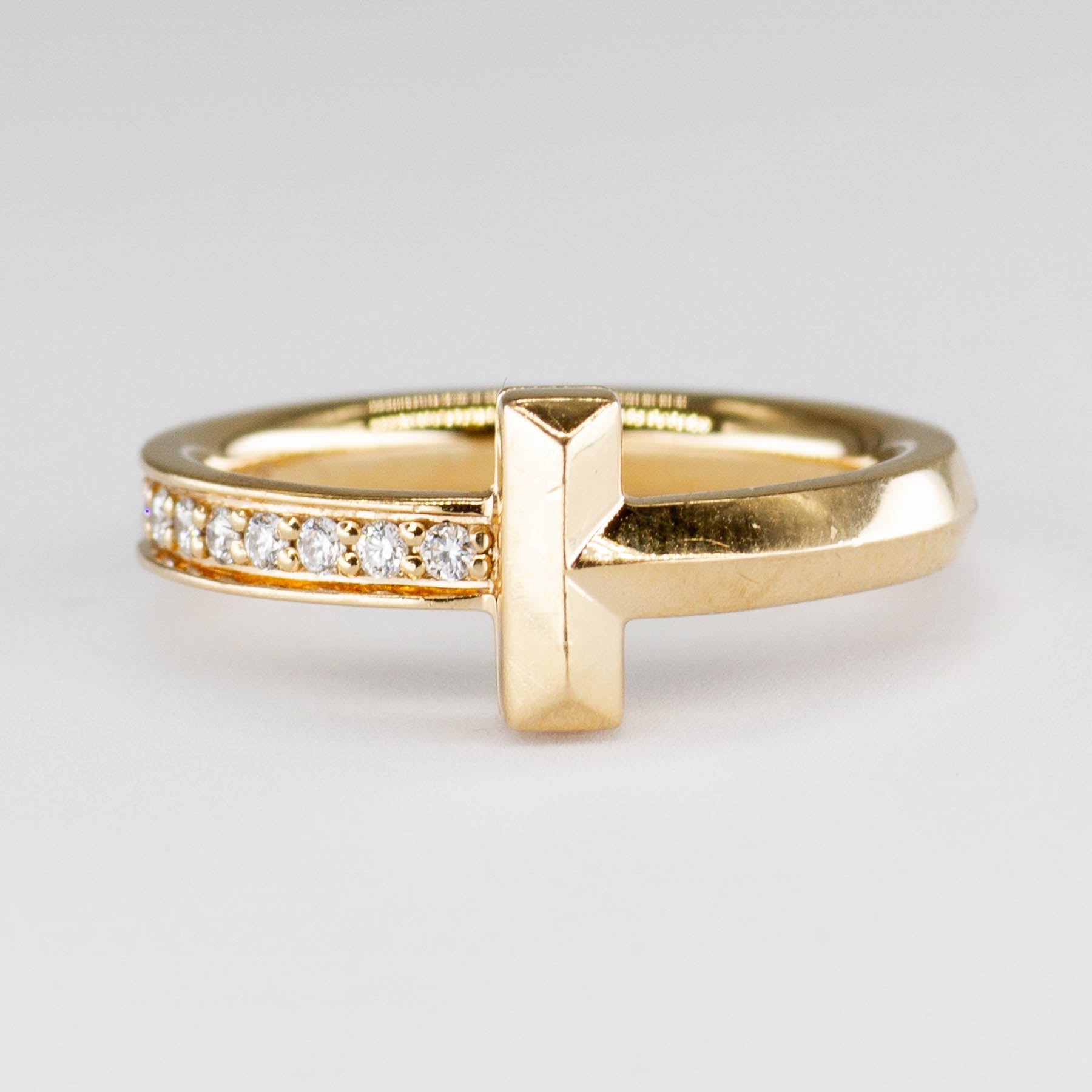 'Tiffany & Co.' T T1 18k Yellow Gold Diamond Ring | 0.08ctw | SZ 3.5 - 3.75 - 100 Ways
