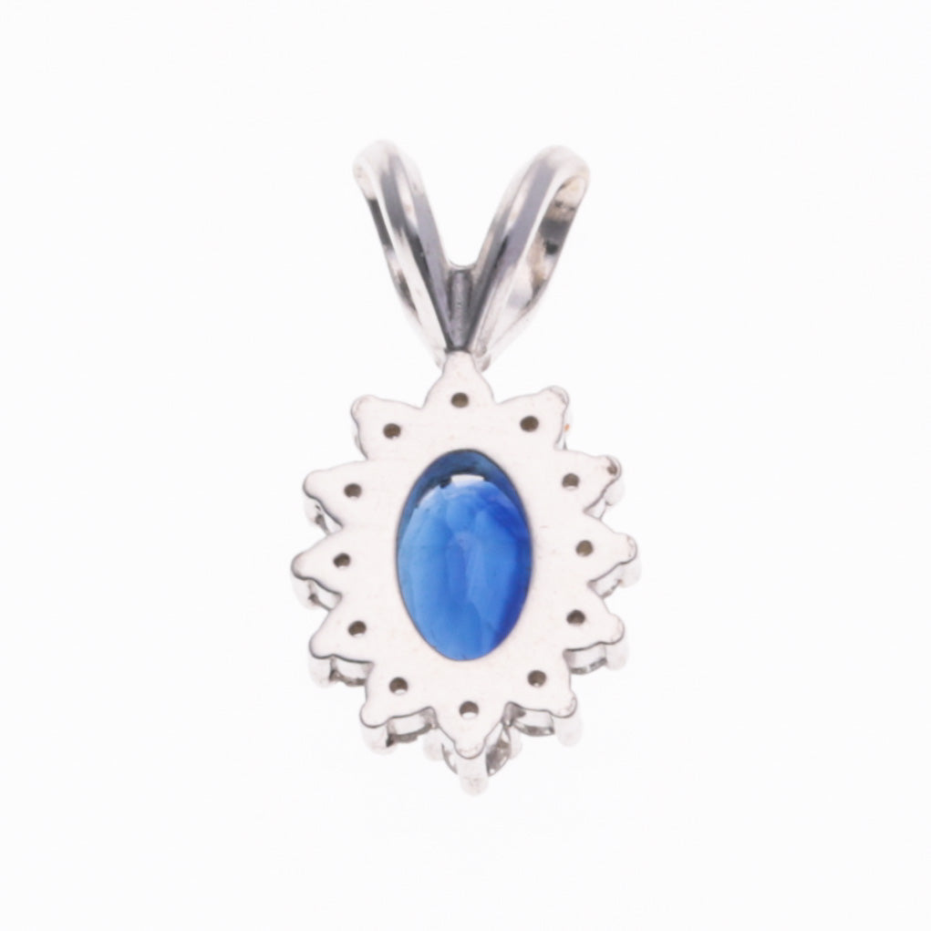 14K White Gold Sapphire & Diamond Pendant | 0.61ct, 0.12ctw