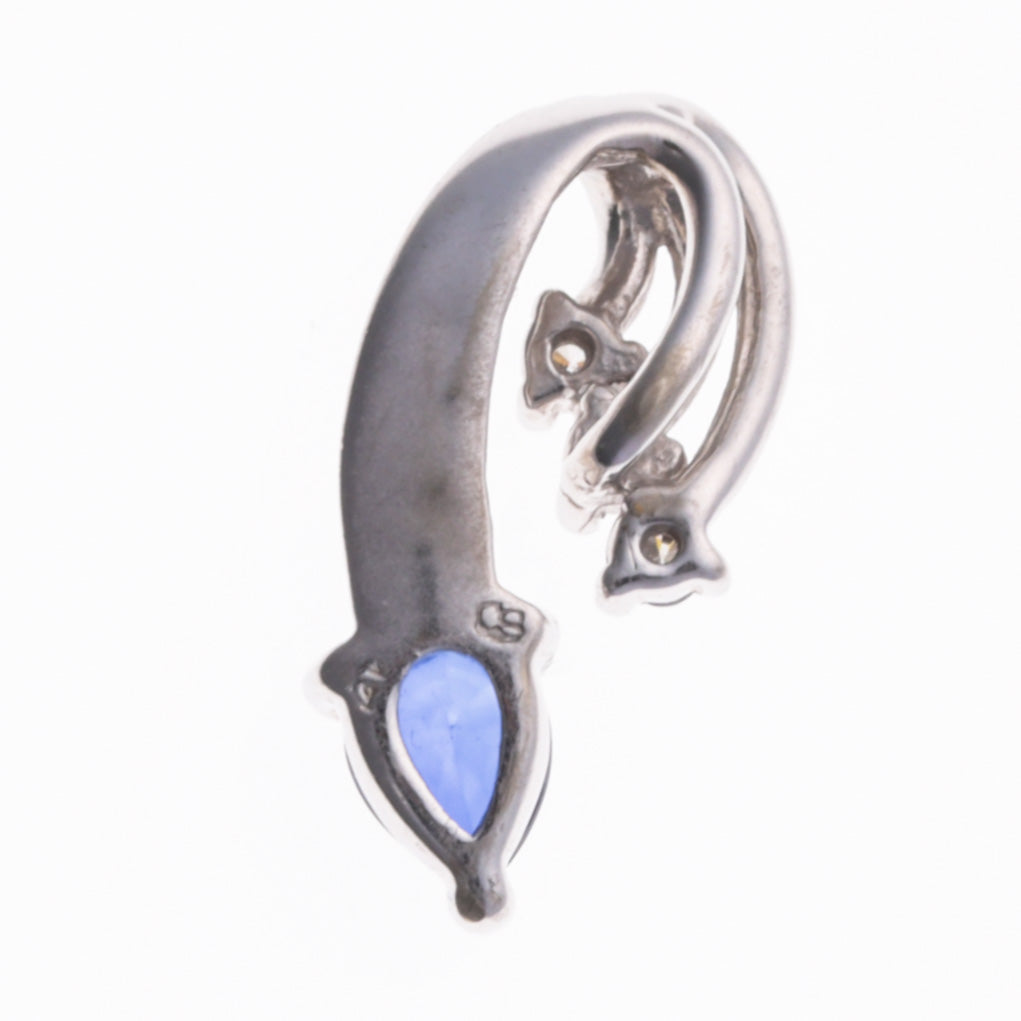 14K White Gold Sapphire & Diamond Pendant | 0.28ct, 0.045ctw