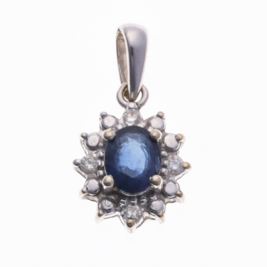 14K White Gold Sapphire & Diamond Pendant | 0.39ct, 0.04ctw