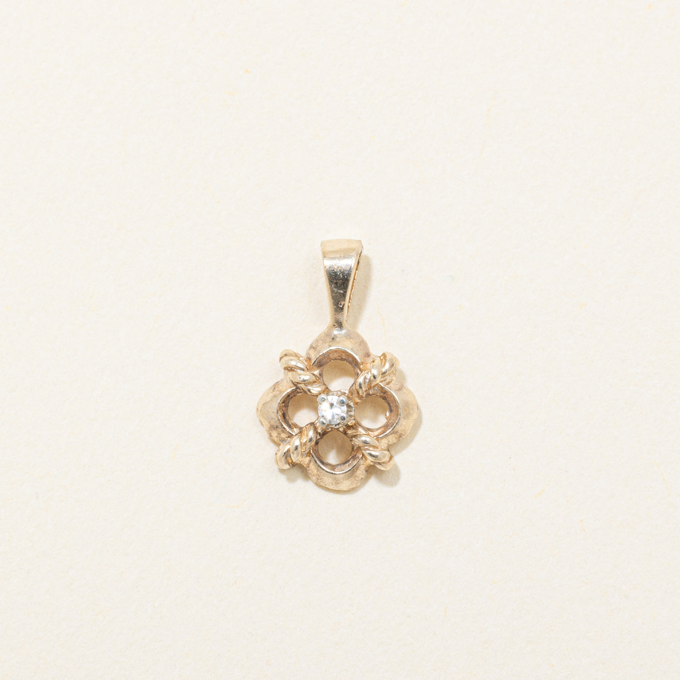10k Yellow Gold Diamond Clover Pendant