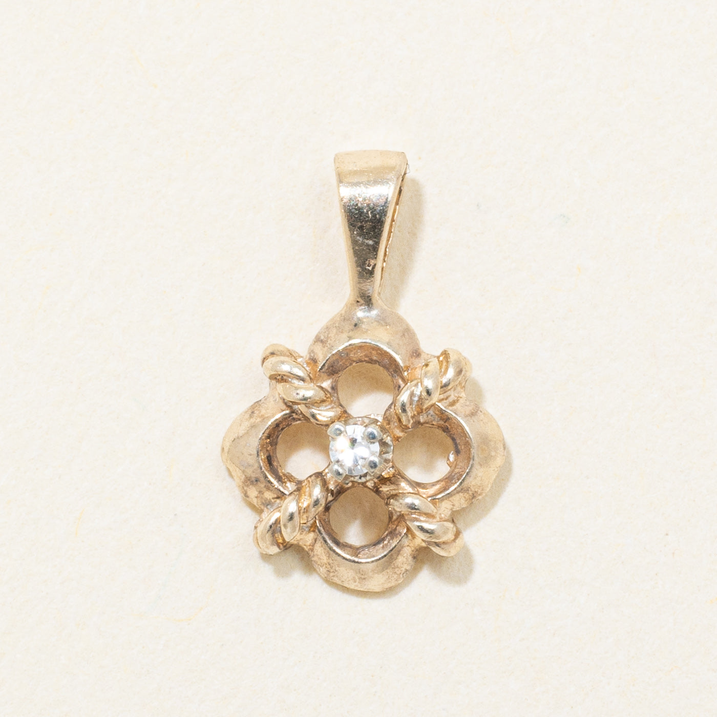 10k Yellow Gold Diamond Clover Pendant