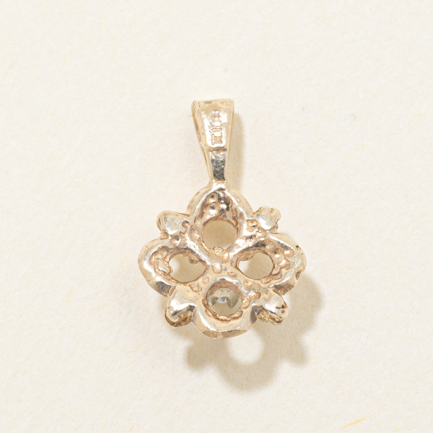 10k Yellow Gold Diamond Clover Pendant