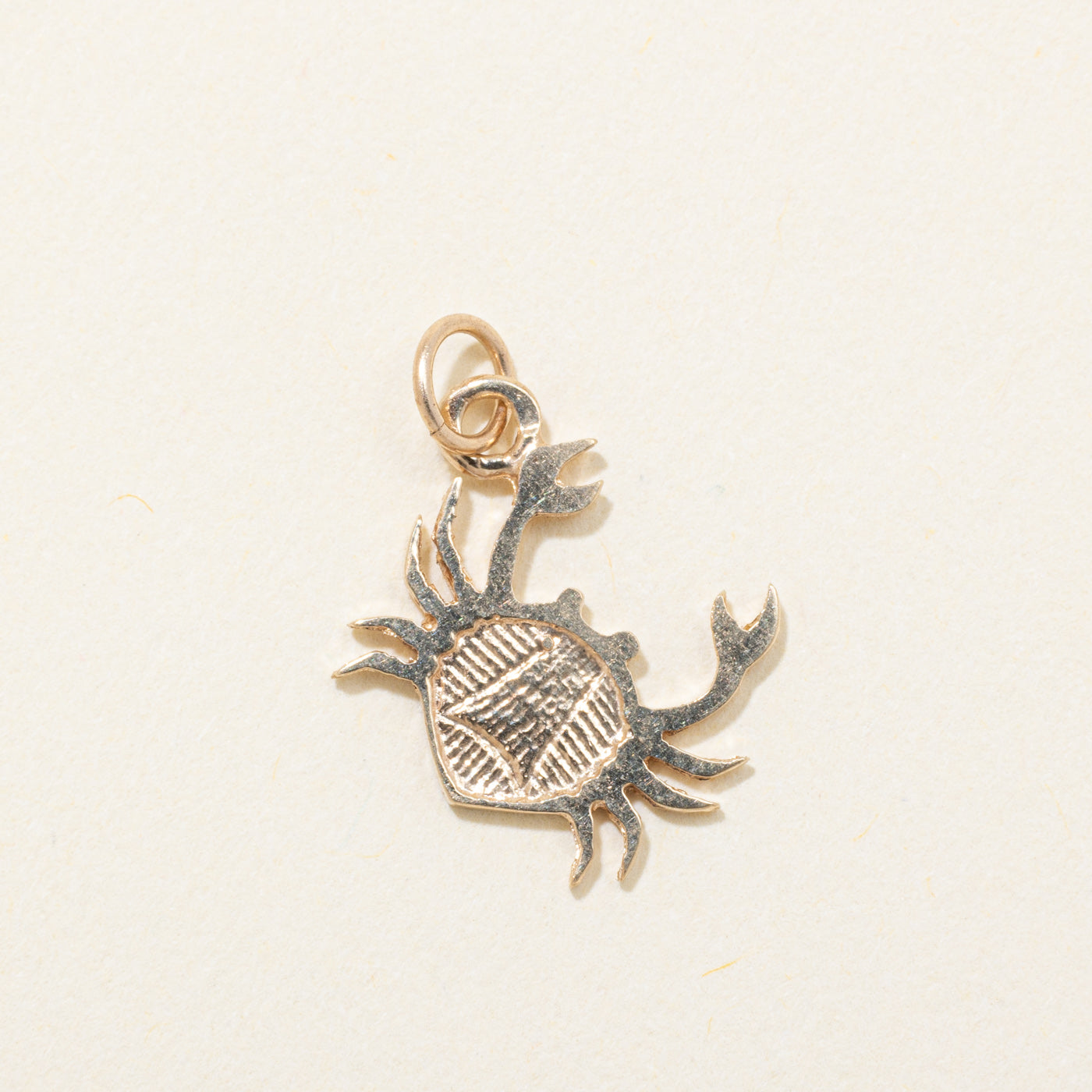 10k Yellow Gold Textured Crab Charm