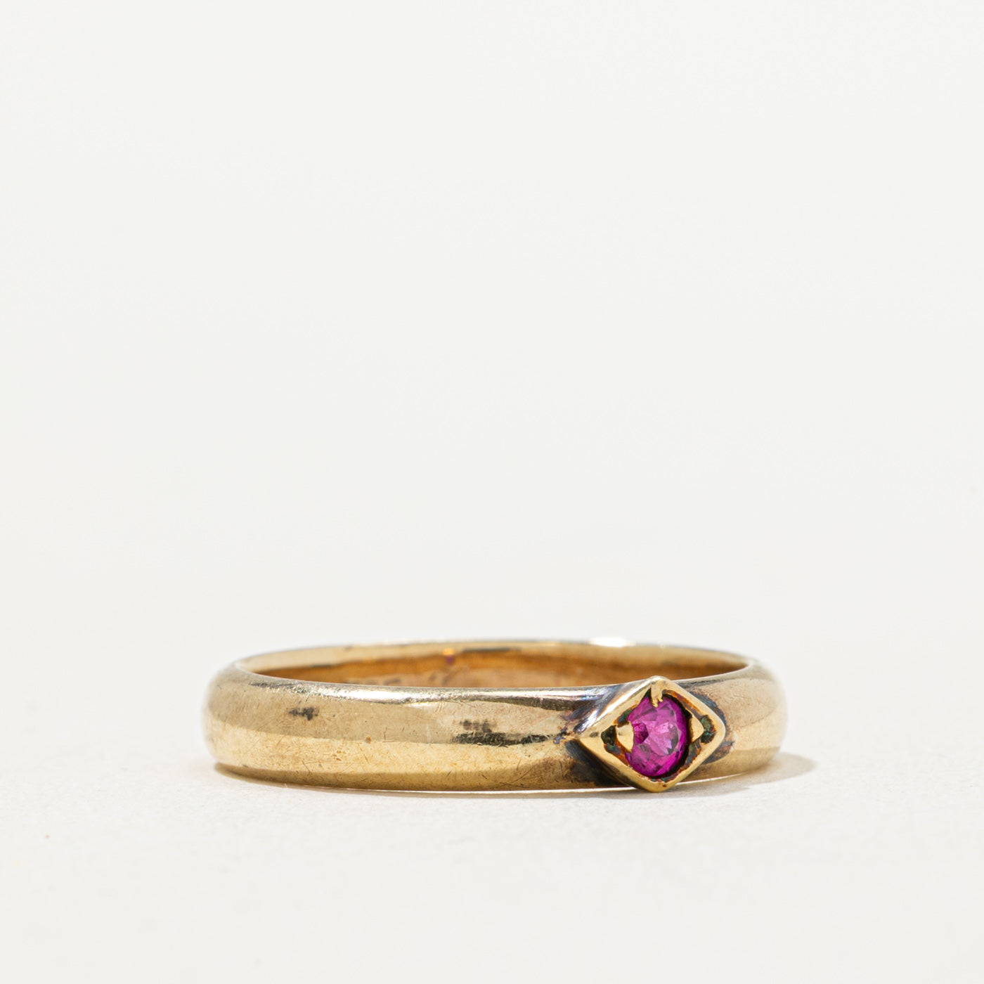 Single Stone Synthetic Ruby Ring | 0.10ct | SZ 6.5