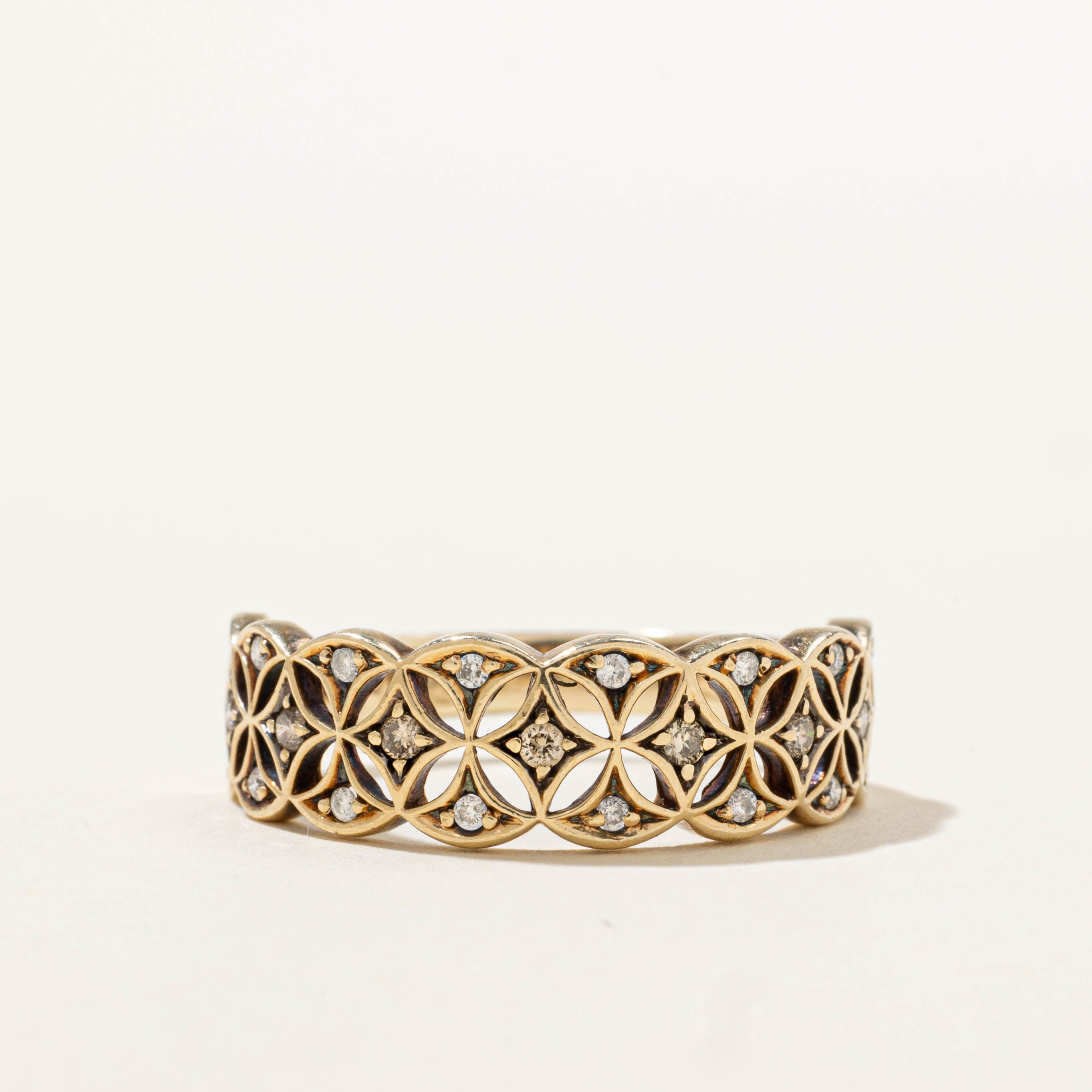 10k Diamond Geometric Openwork Ring | SZ 8.25