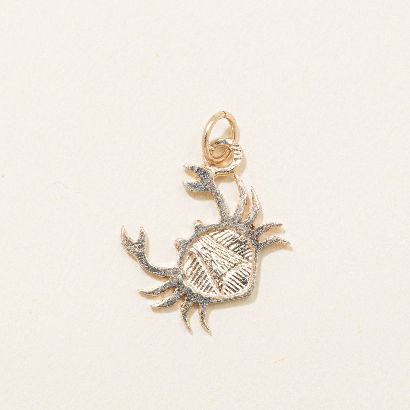 10k Yellow Gold Textured Crab Charm