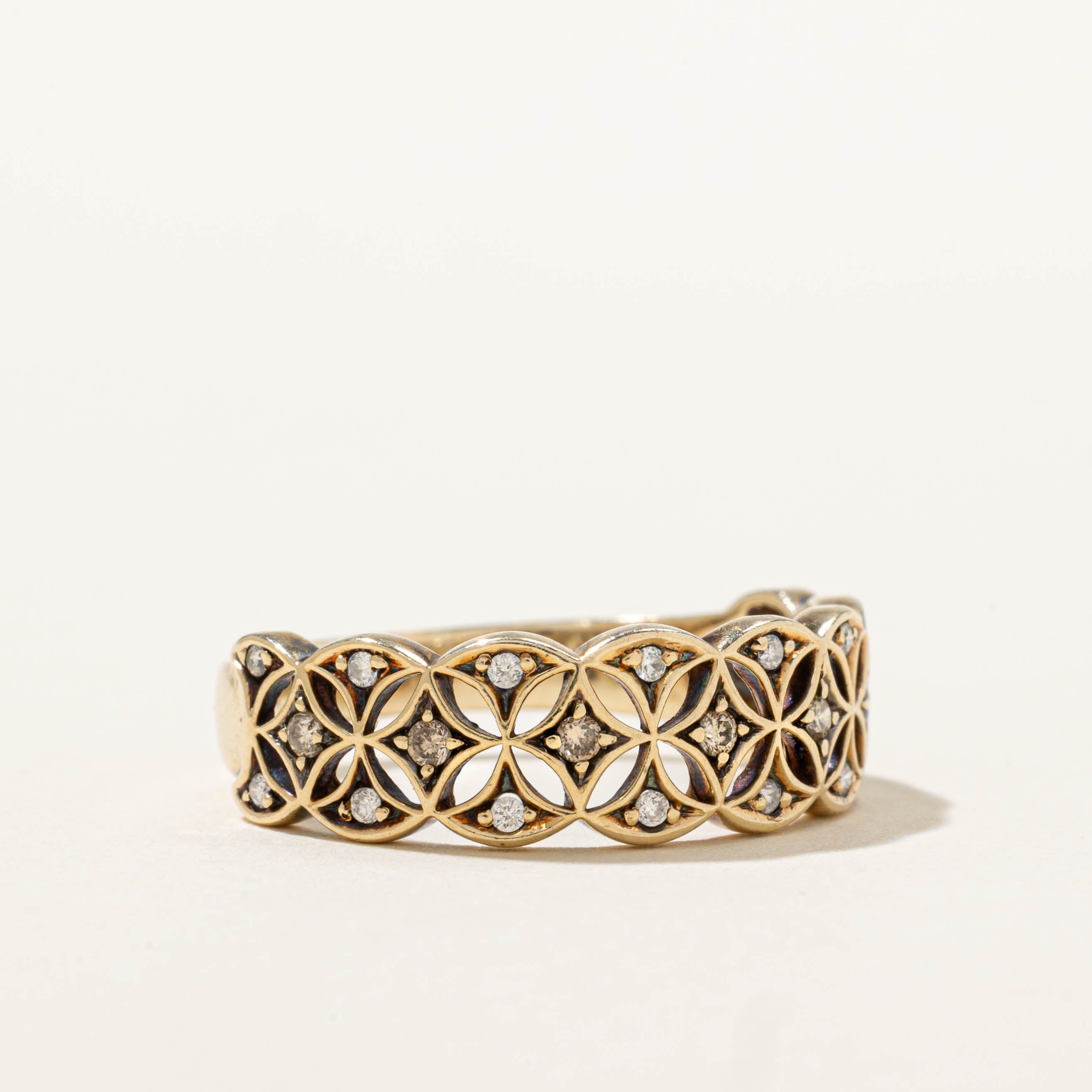 10k Diamond Geometric Openwork Ring | SZ 8.25