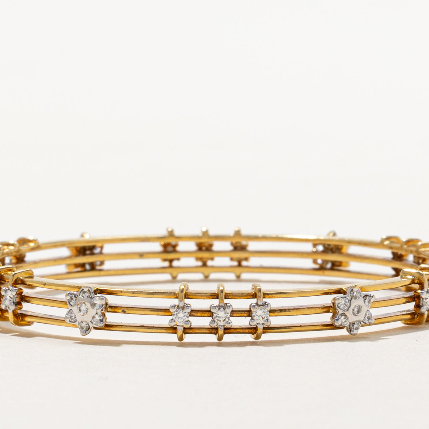 18k Diamond Cluster Openwork Cuff | 1.27ctw | 8"