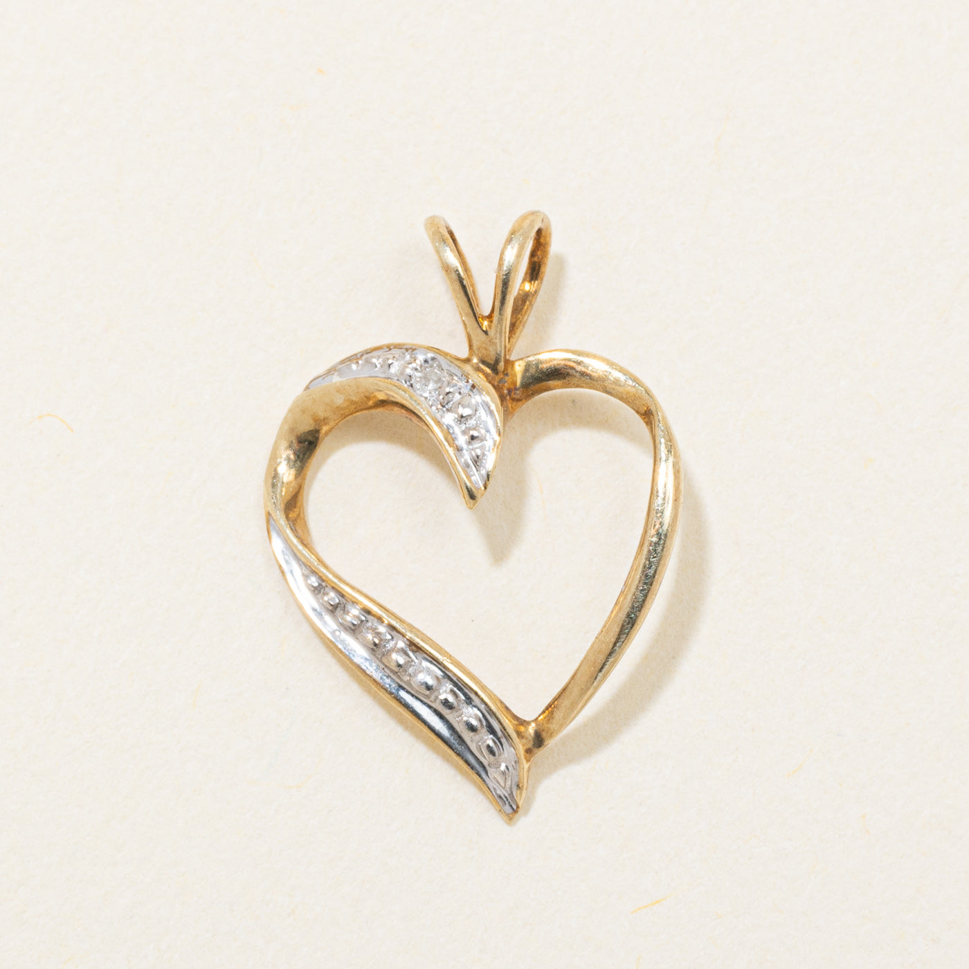 10k Yellow Gold Diamond Open Heart Pendant