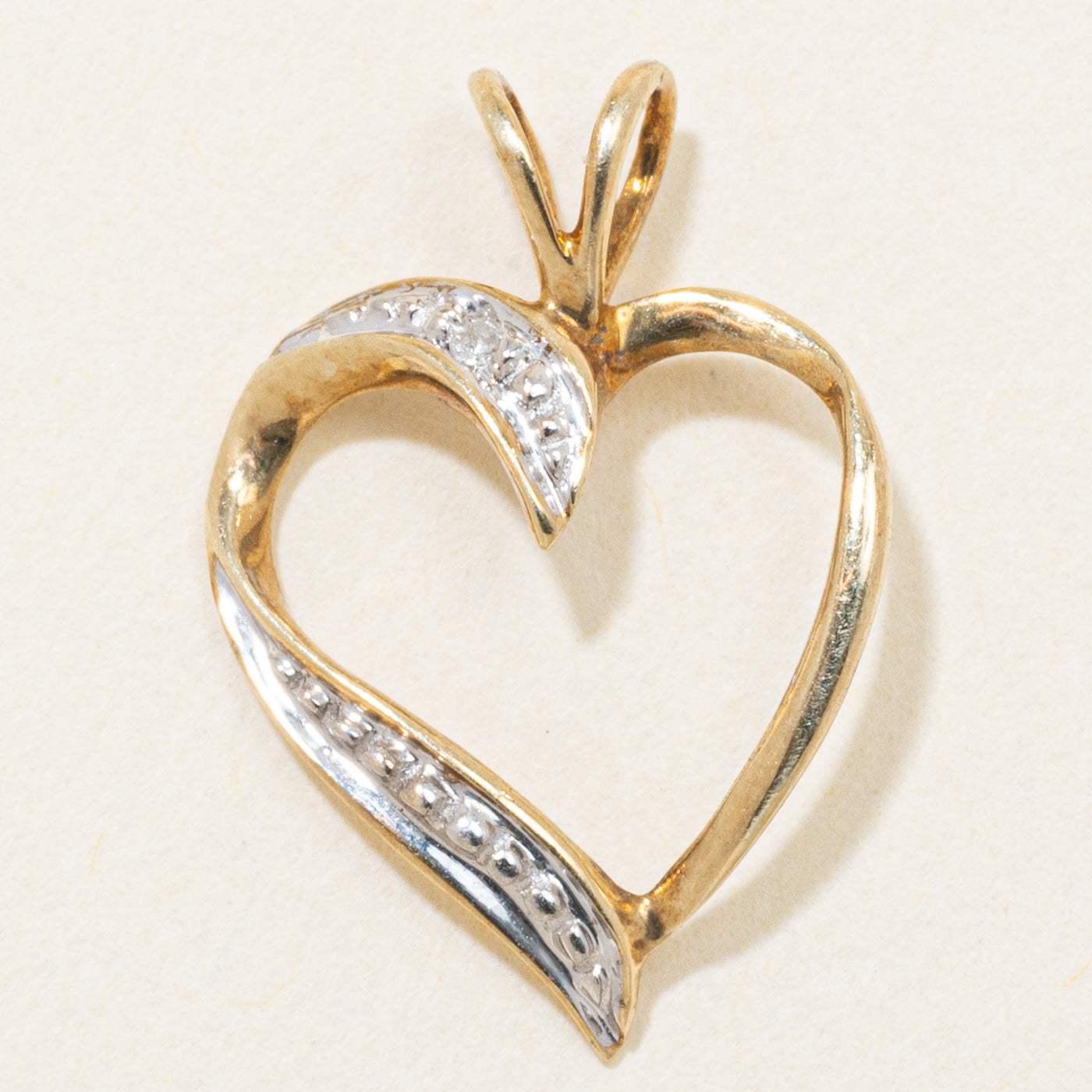 10k Yellow Gold Diamond Open Heart Pendant