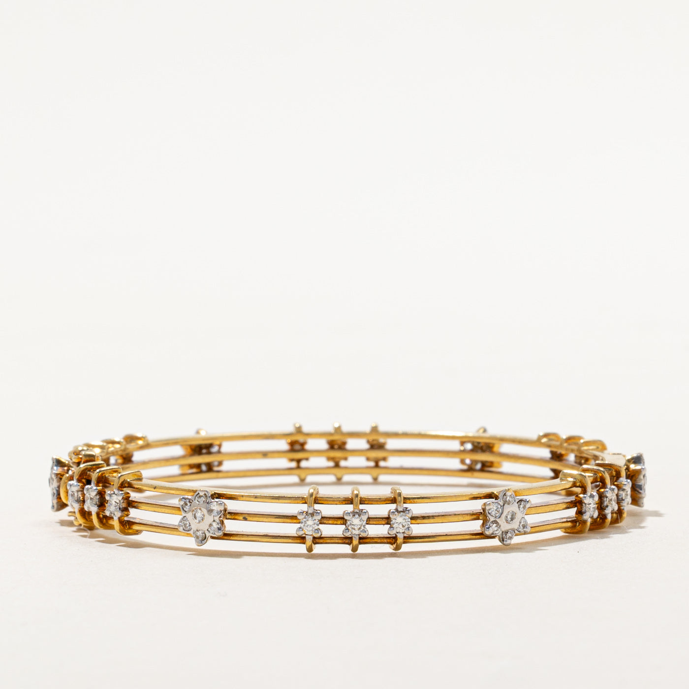 18k Diamond Cluster Openwork Cuff | 1.27ctw | 8"