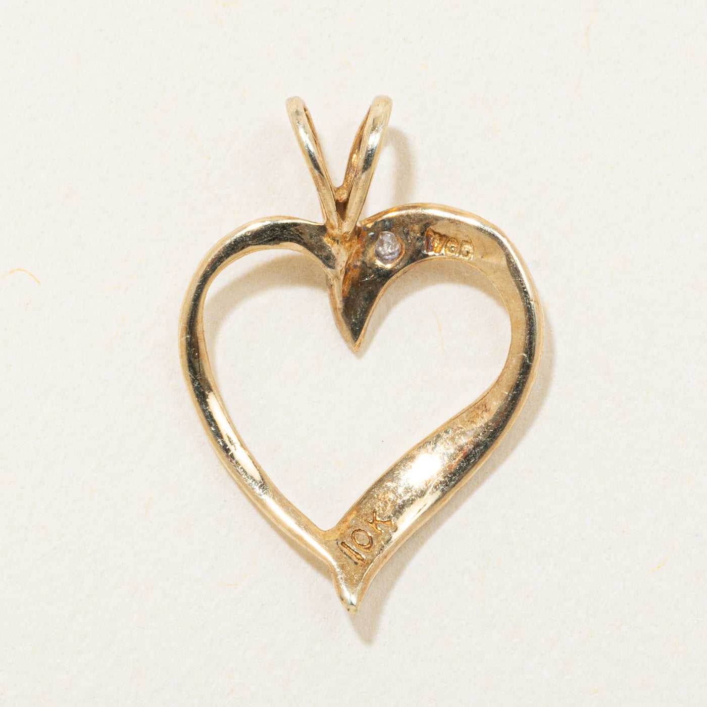10k Yellow Gold Diamond Open Heart Pendant