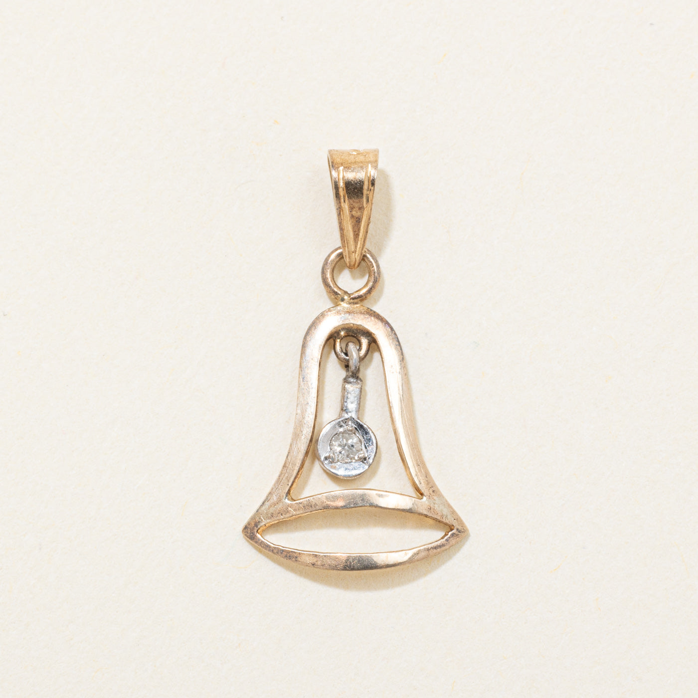14k Diamond Open Bell Pendant