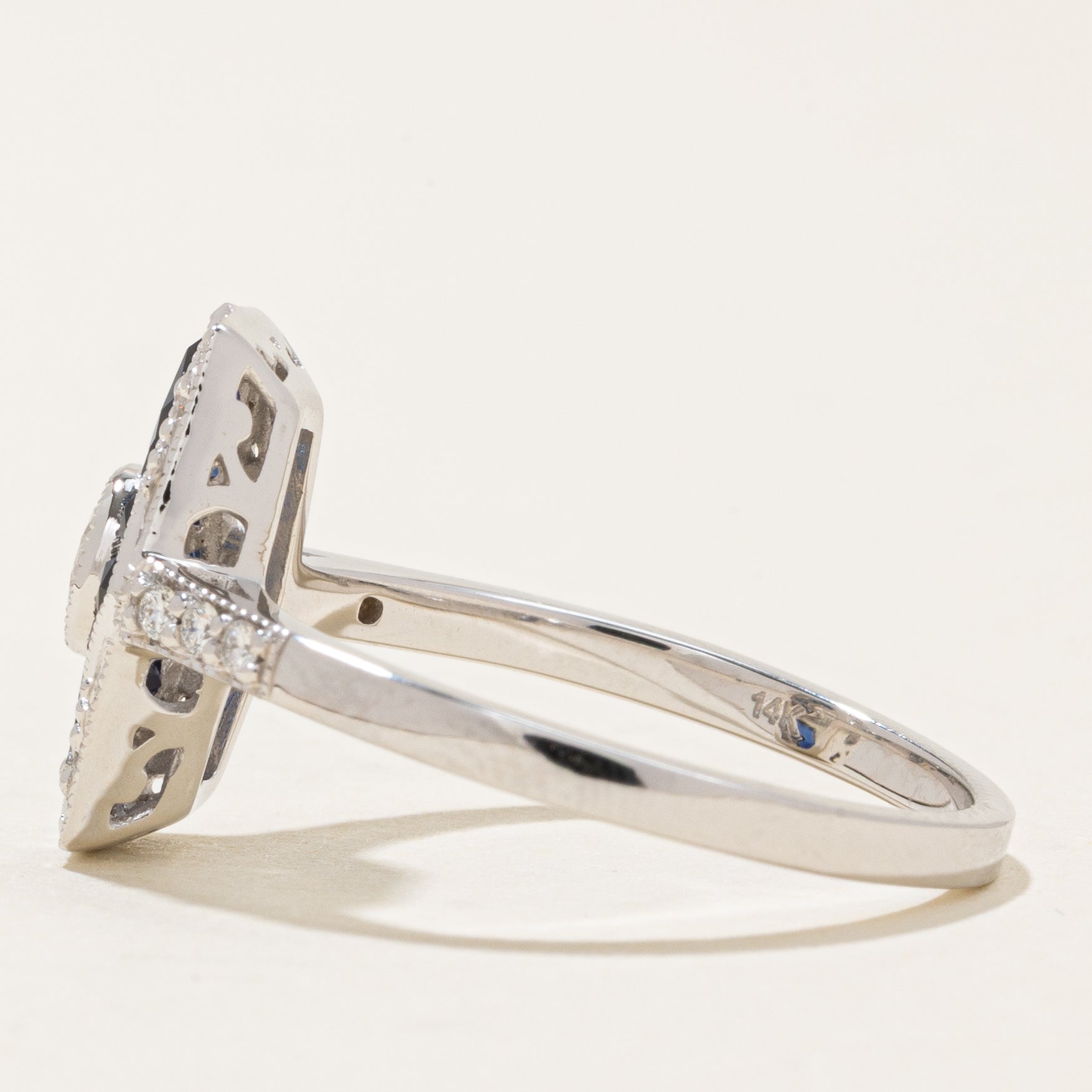 '100 Ways' Art Deco Inspired Diamond & Sapphire Ring | 0.61ctw | SZ 6.75