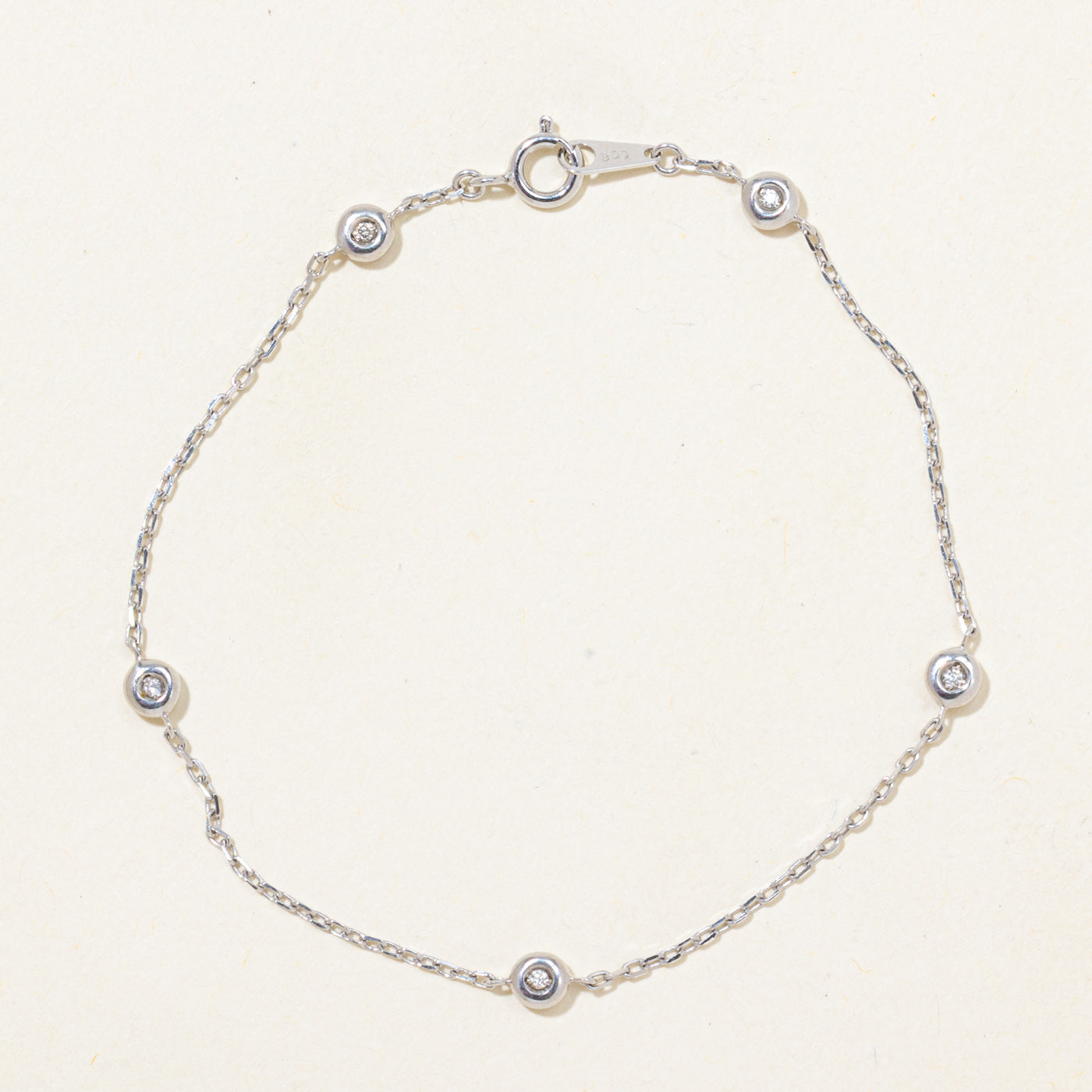 18k Bezel Set Diamond Satellite Chain Bracelet | 0.05ctw | 6.5"