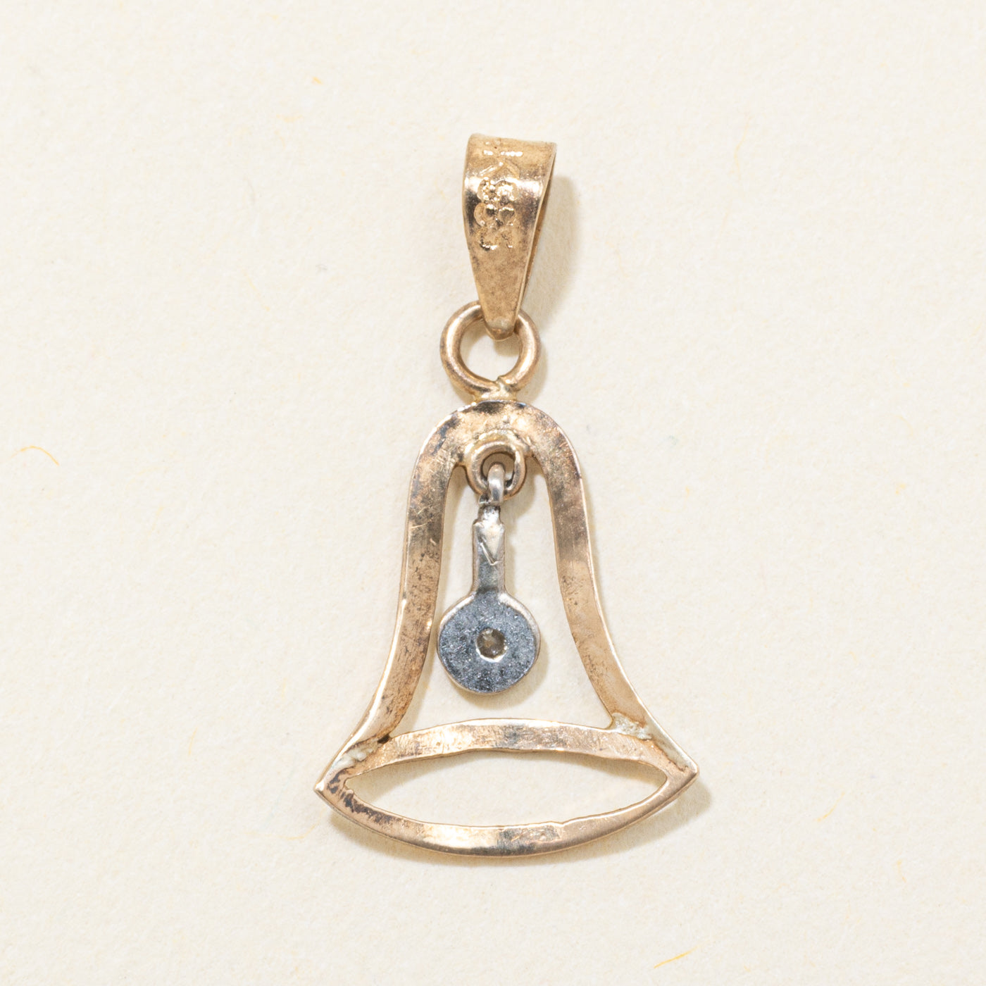 14k Diamond Open Bell Pendant