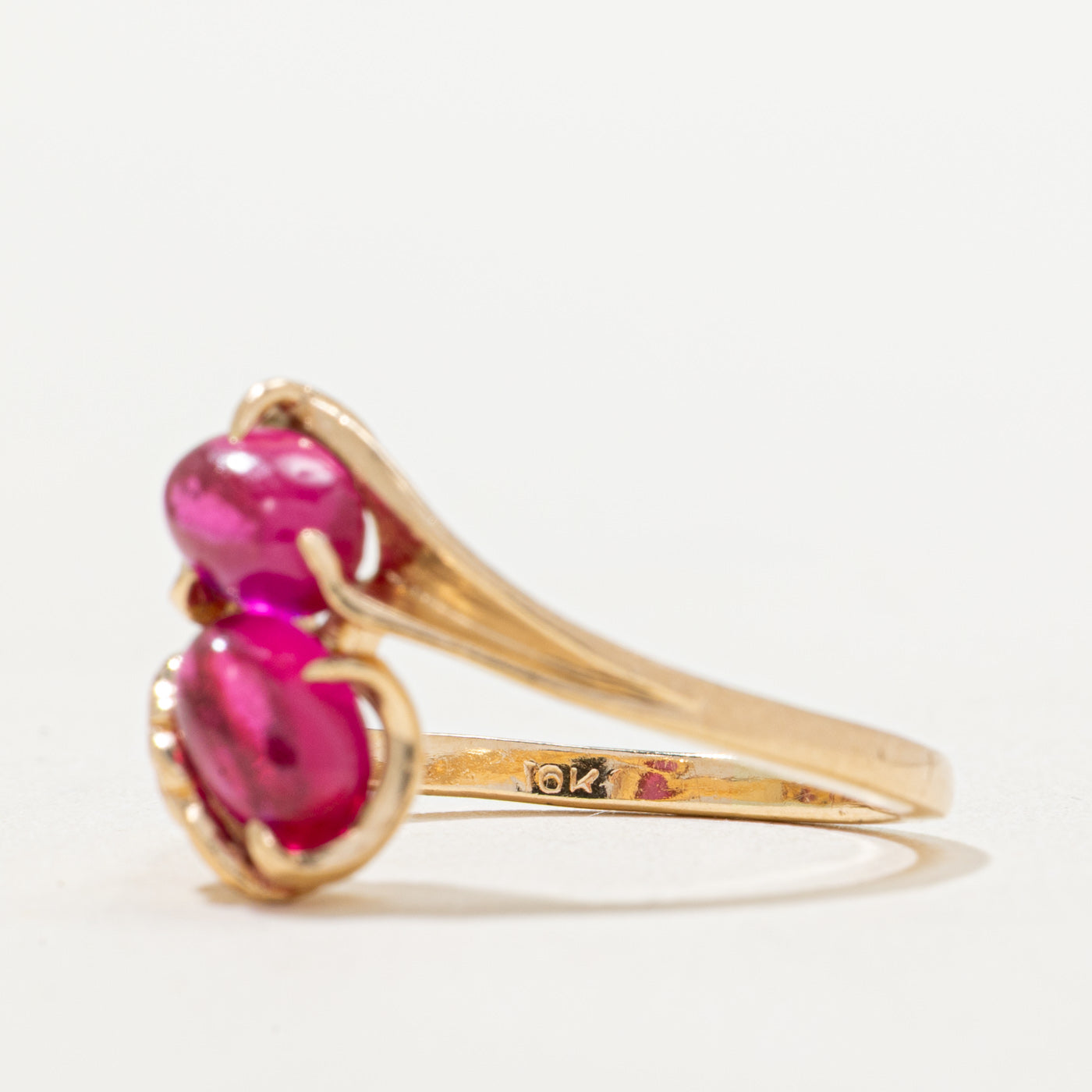 Two Stone Synthetic Ruby Ring | 2.26ctw | SZ 8.5
