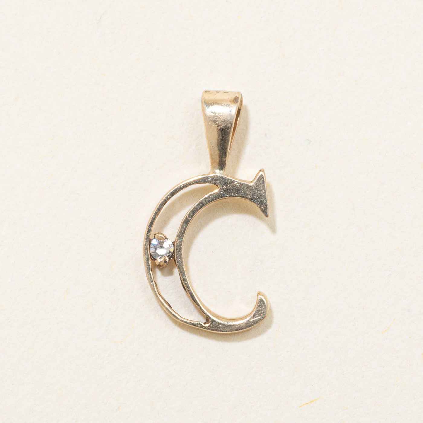 10k Yellow Gold Diamond "C" Initial Pendant