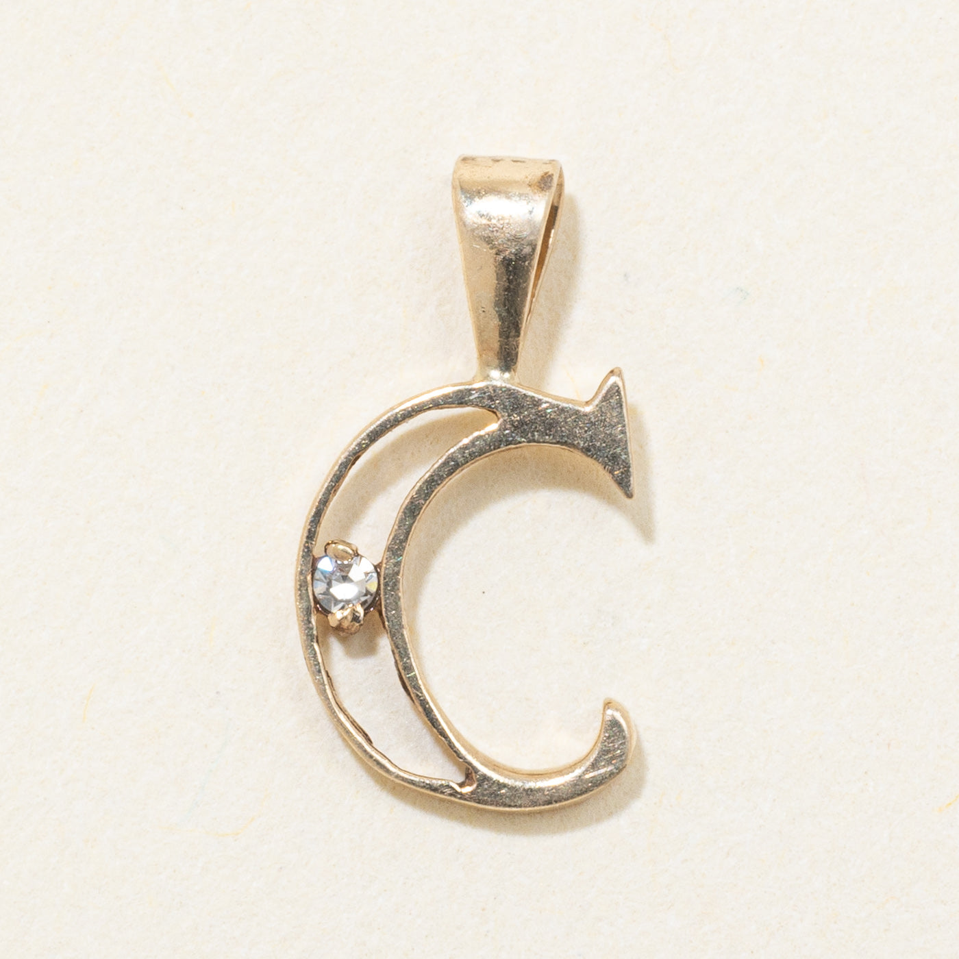 10k Yellow Gold Diamond "C" Initial Pendant