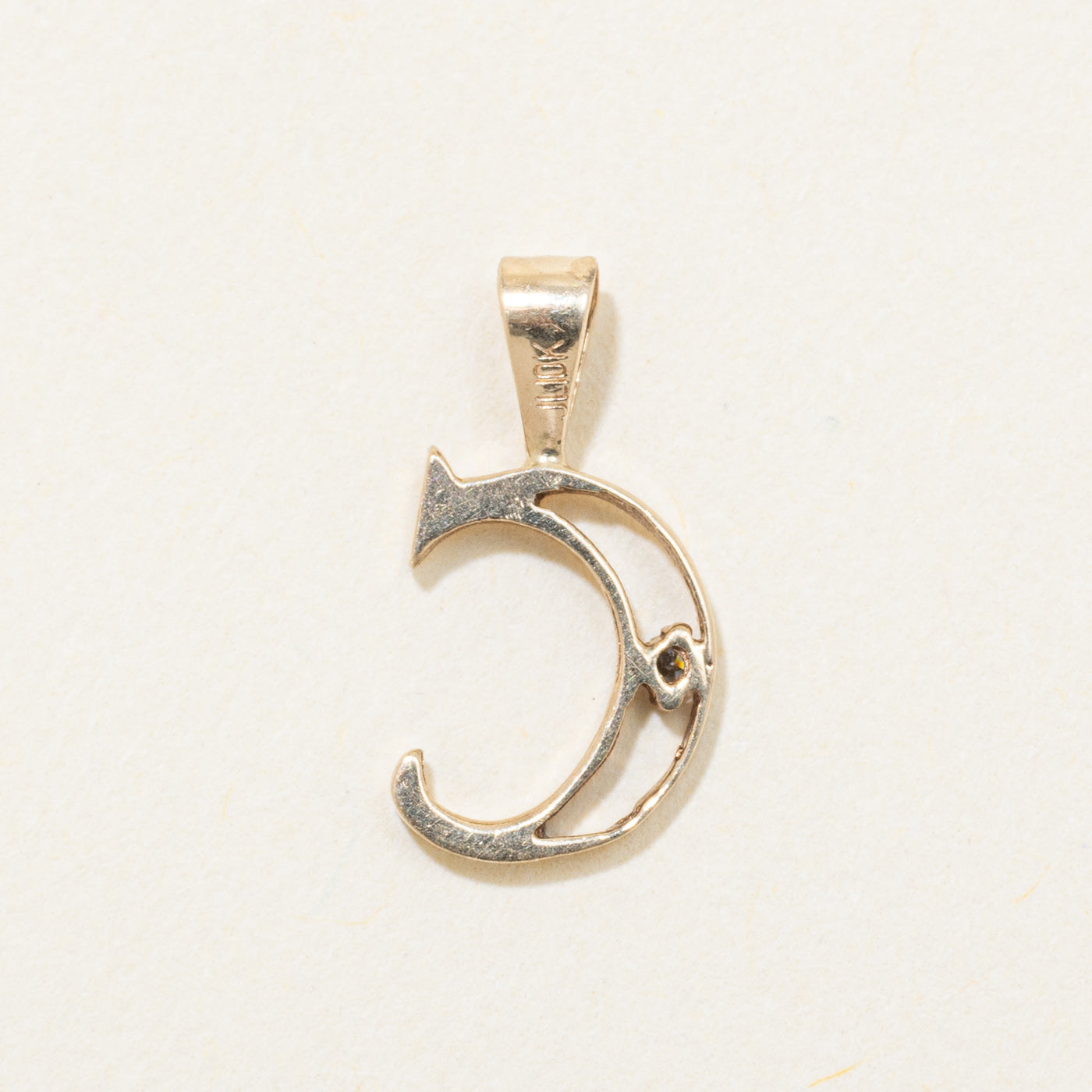 10k Yellow Gold Diamond "C" Initial Pendant