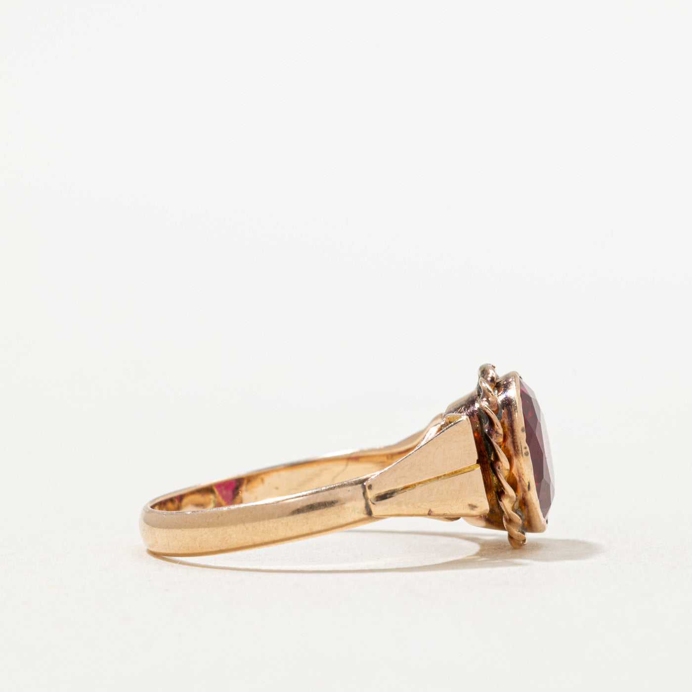 Vintage Budapest Single Stone Synthetic Ruby Cocktail Ring | 3.00ct | SZ 8