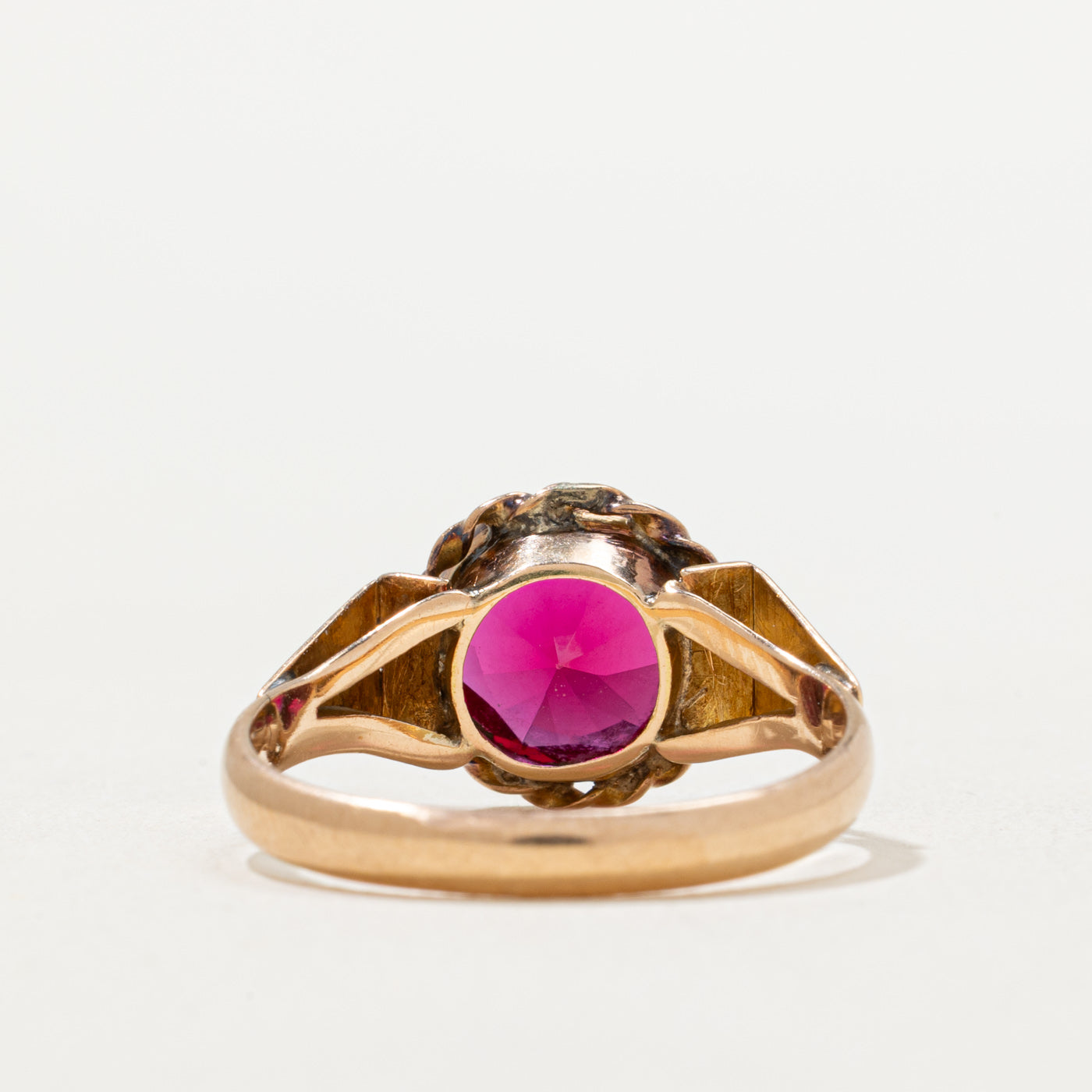 Vintage Budapest Single Stone Synthetic Ruby Cocktail Ring | 3.00ct | SZ 8
