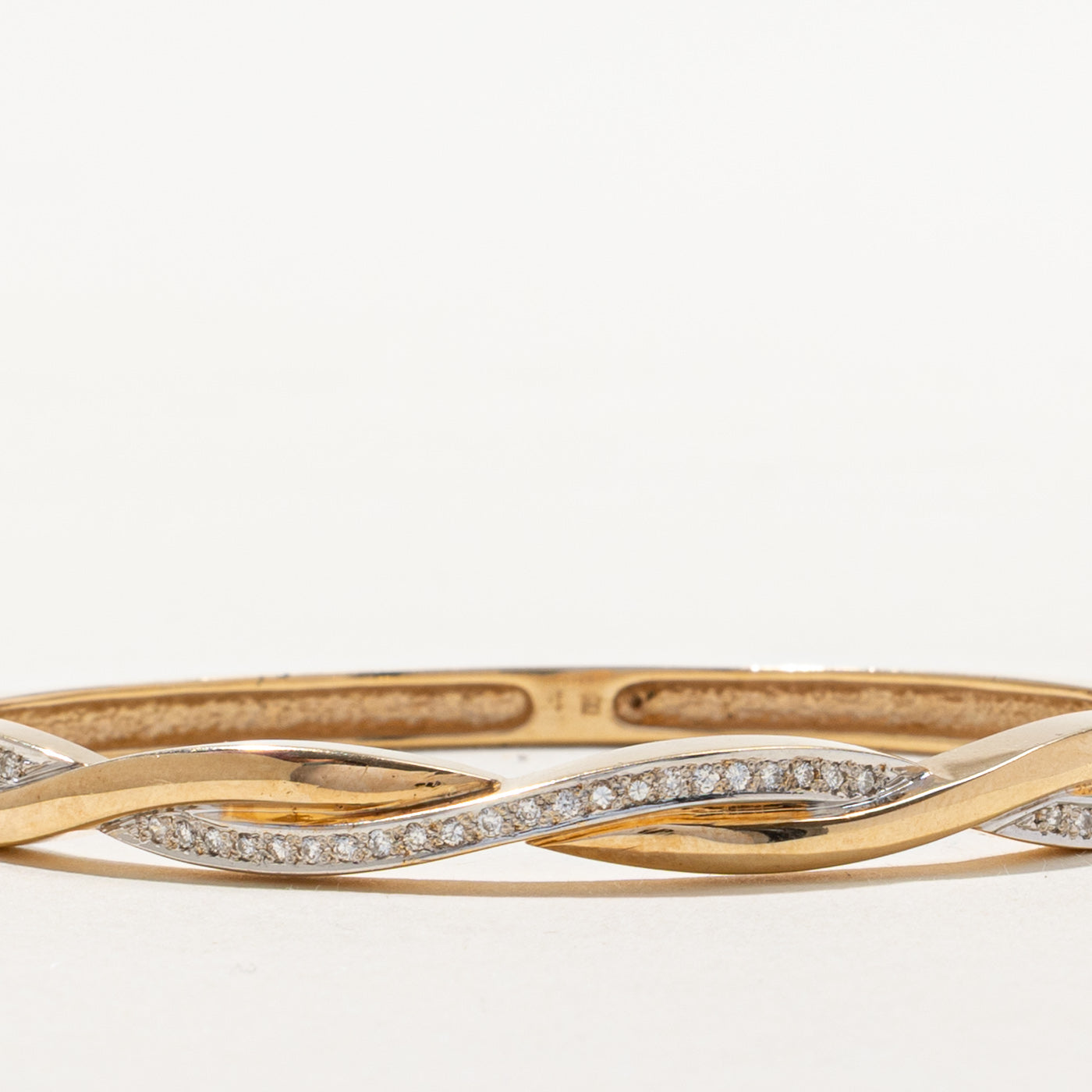 Yellow Gold Diamond Cross Over Bangle | 0.45ctw | 7.5"