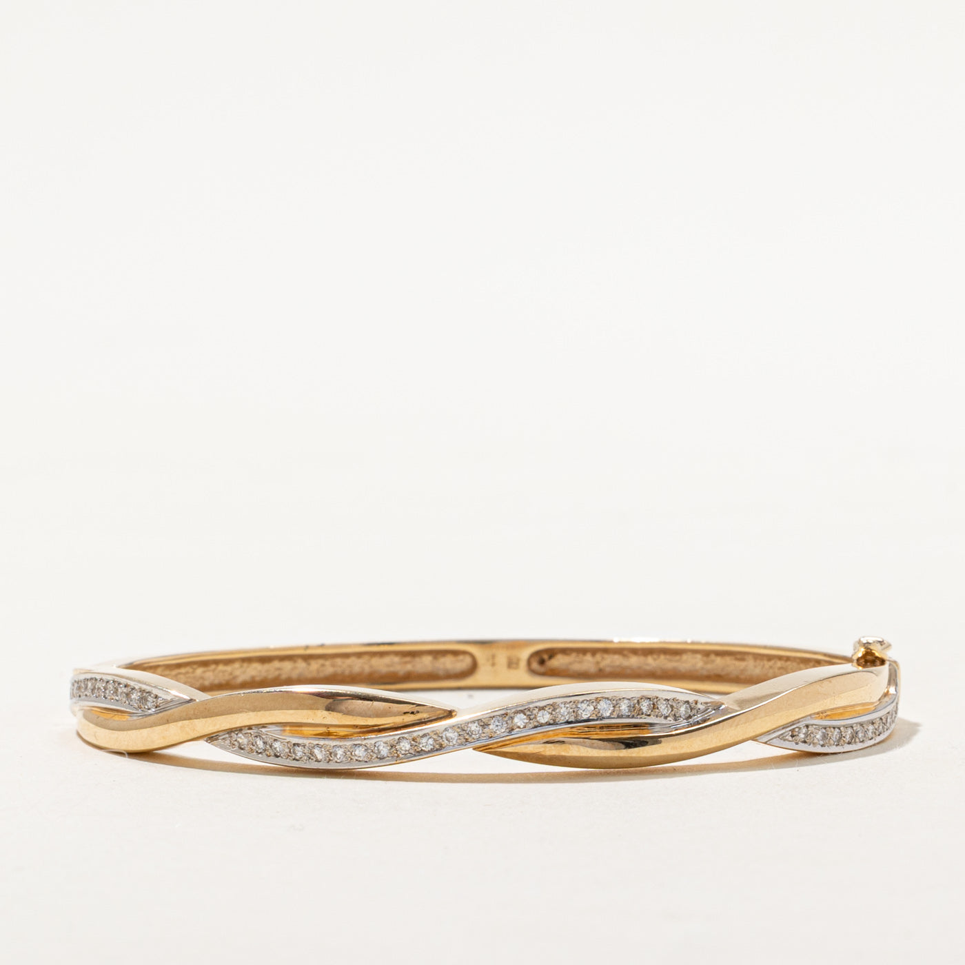 Yellow Gold Diamond Cross Over Bangle | 0.45ctw | 7.5"