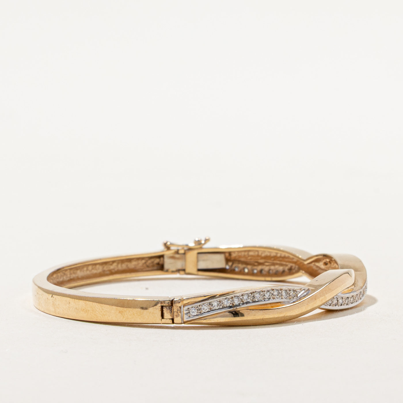 Yellow Gold Diamond Cross Over Bangle | 0.45ctw | 7.5"