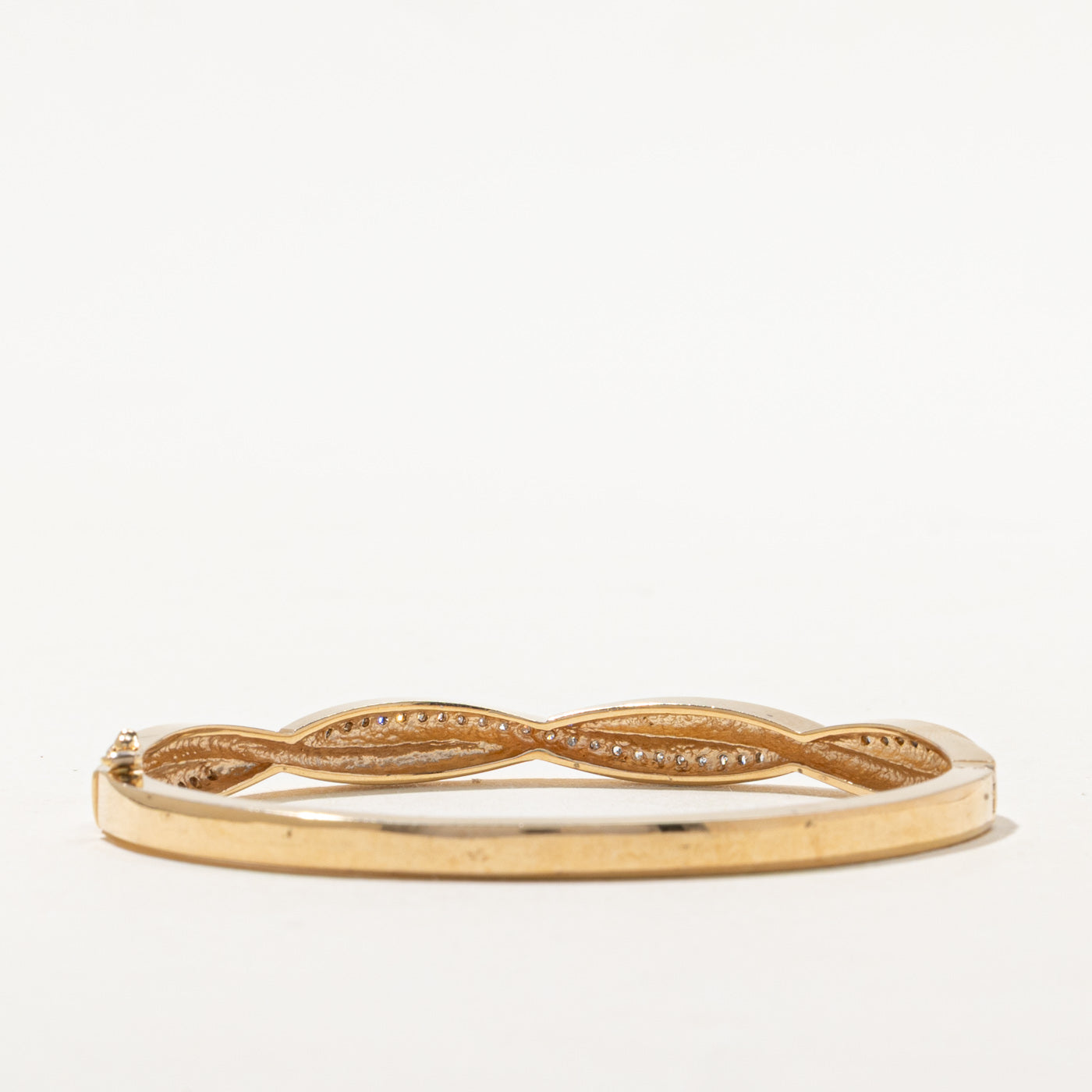 Yellow Gold Diamond Cross Over Bangle | 0.45ctw | 7.5"