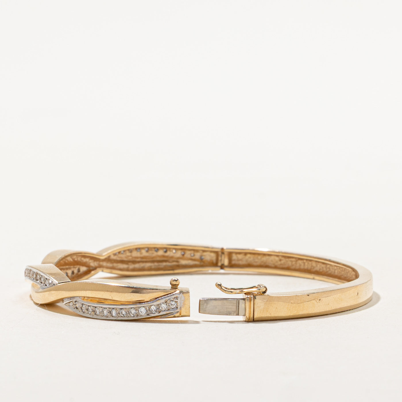 Yellow Gold Diamond Cross Over Bangle | 0.45ctw | 7.5"