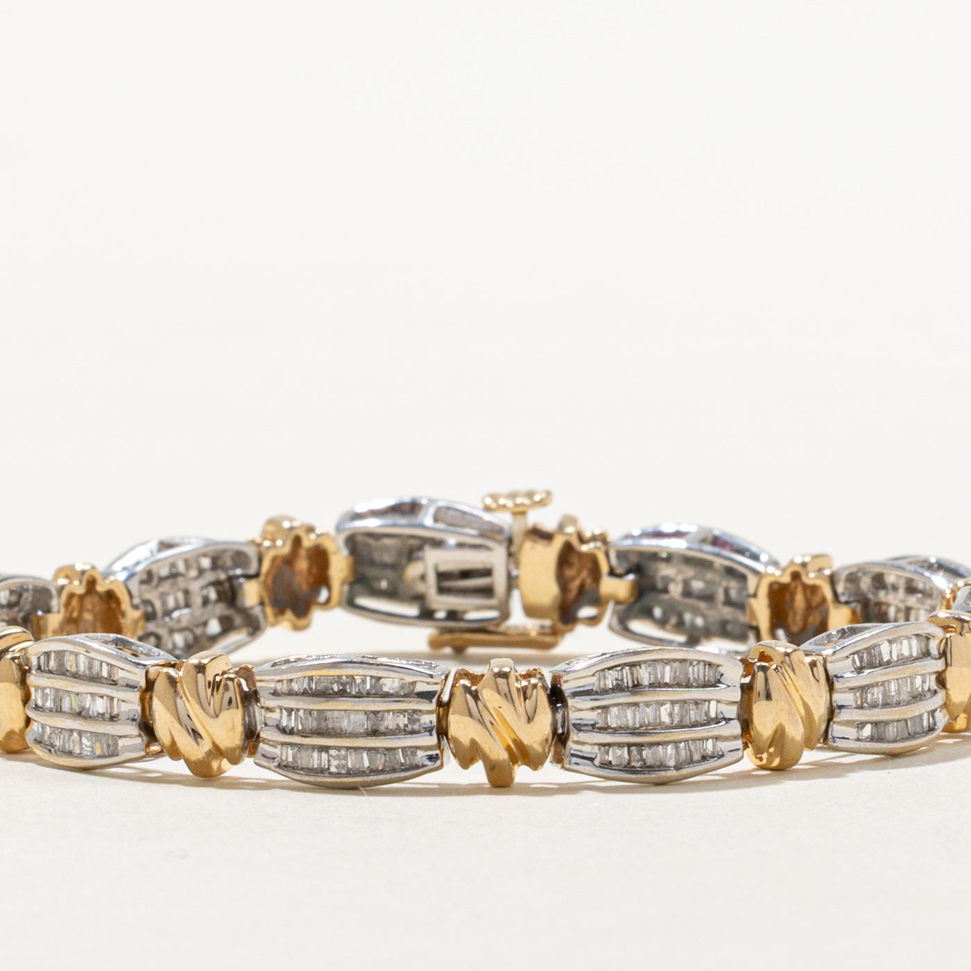 Bracelet tennis bicolore à plusieurs rangs de diamants | 2,10 ct | 17 cm