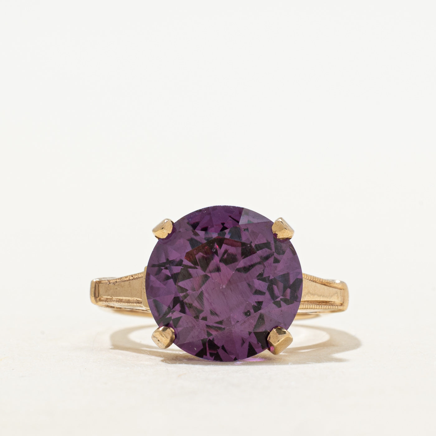Basket Set Synthetic Purple Sapphire Cocktail Ring | 6.98ct | SZ 6.5