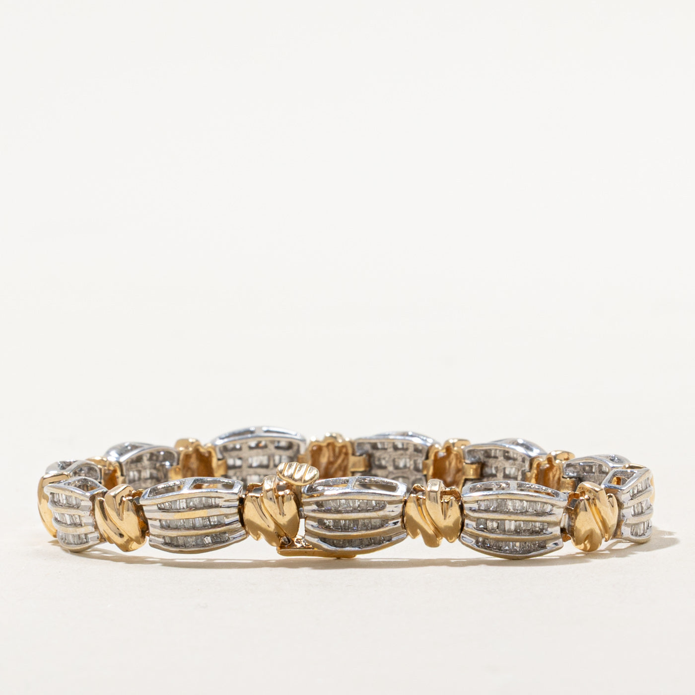 Bracelet tennis bicolore à plusieurs rangs de diamants | 2,10 ct | 17 cm