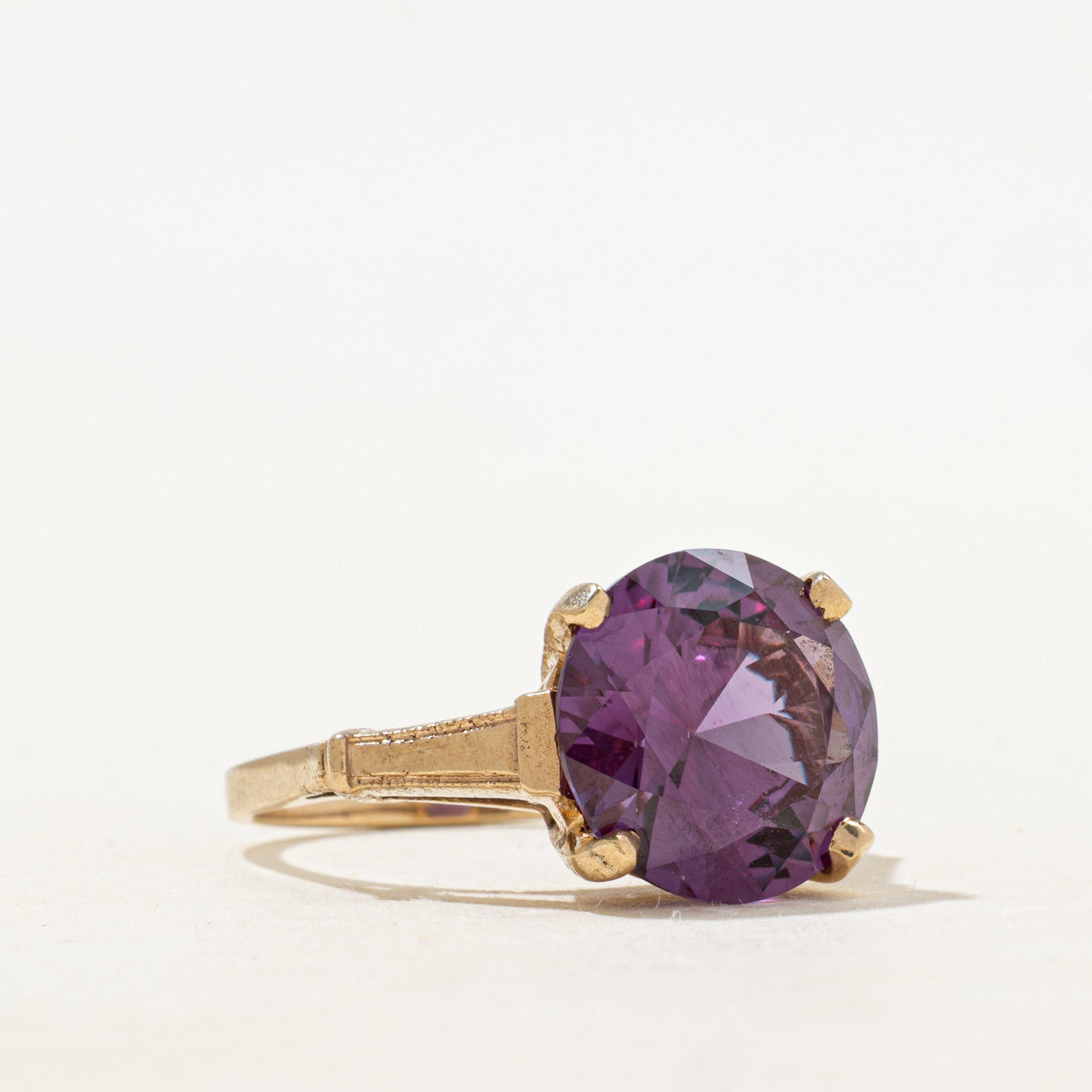 Basket Set Synthetic Purple Sapphire Cocktail Ring | 6.98ct | SZ 6.5