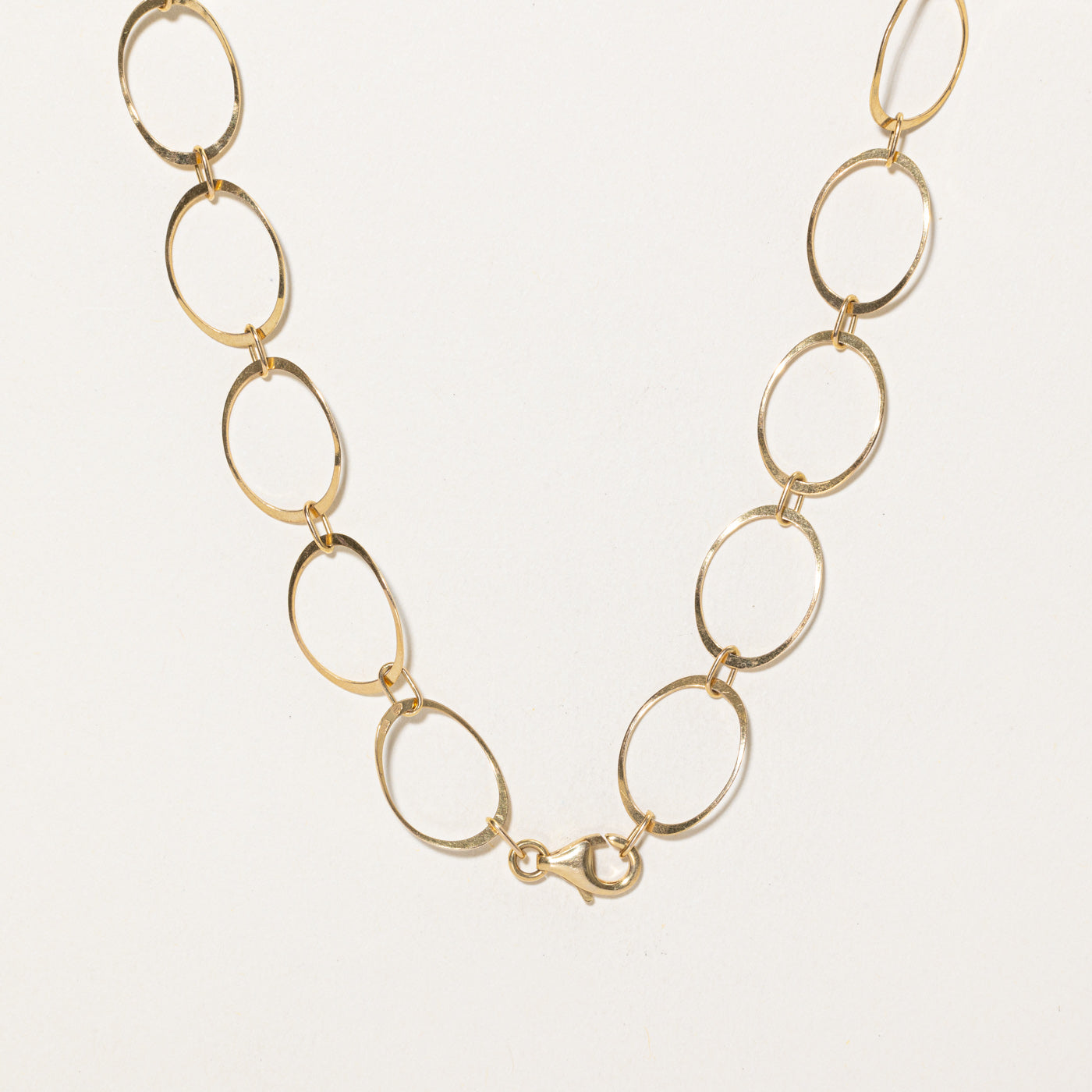 14K Yellow Gold Fancy Oval Link Necklace | 19"
