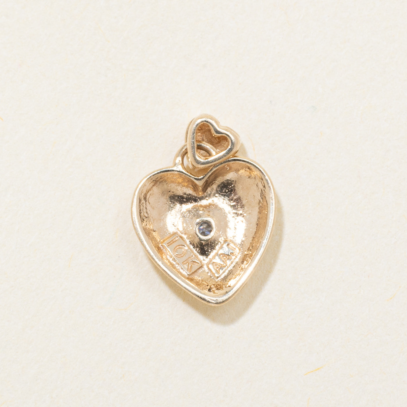 10k Yellow Gold Diamond Puffed Heart Pendant