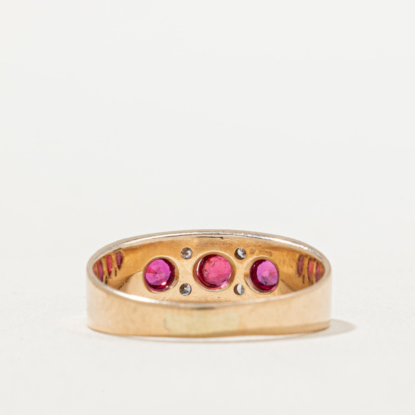 Synthetic & Doublet Ruby & Diamond Ring | 0.33ctw, 0.04ctw | SZ 8