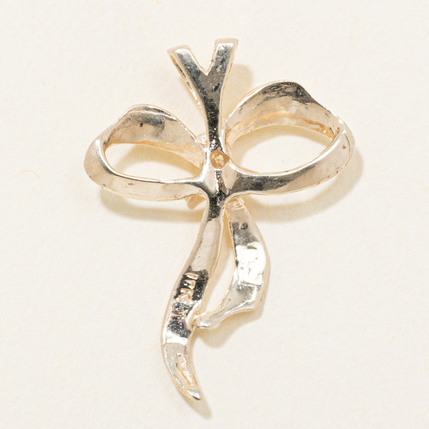 14k Yellow Gold Diamond Ribbon Pendant